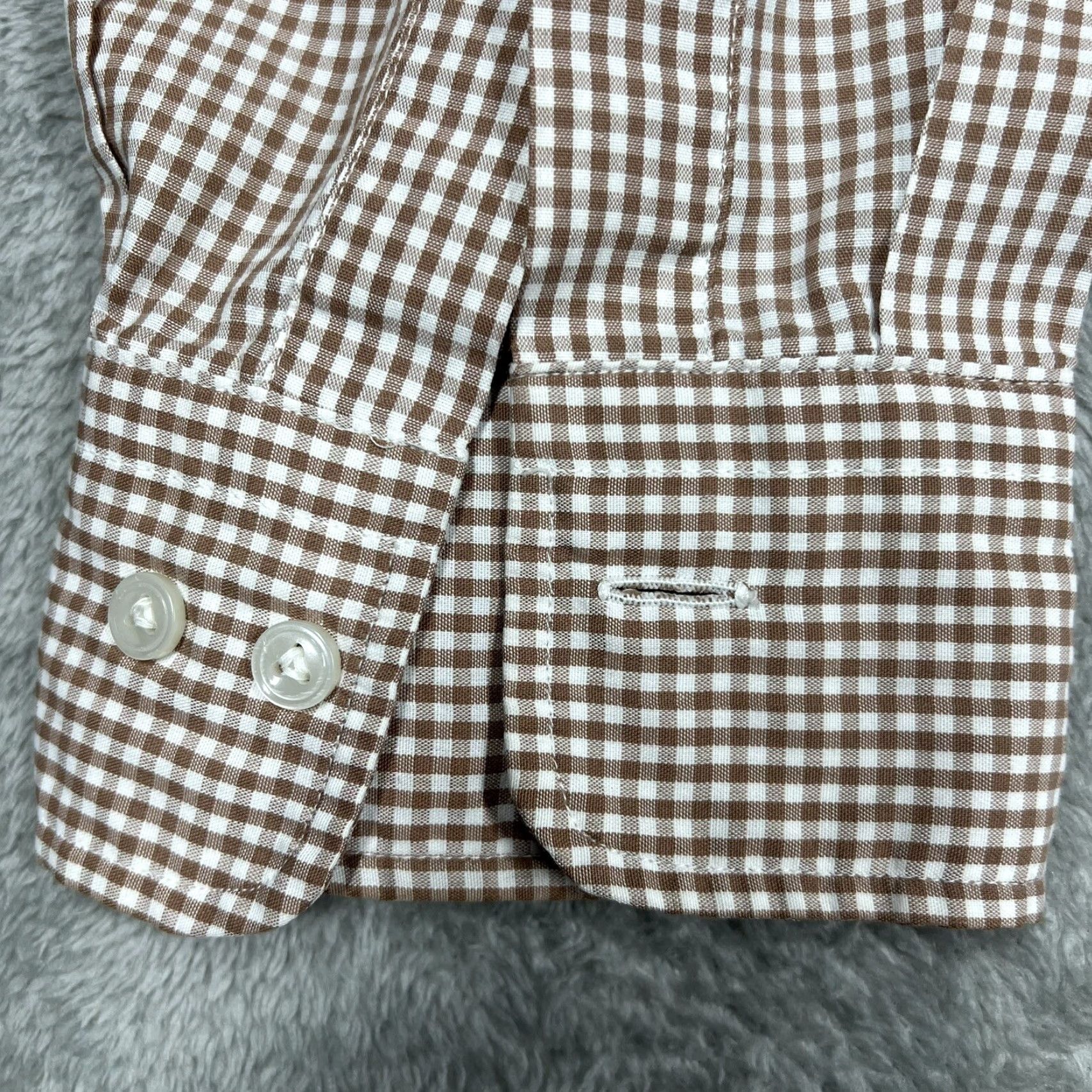 Arrow Arrow Shirt Dress Shirt Long Sleeve Button Up White Brown Check, Large, Men, Regular, Collar Button-Down, Oxford, Vintage No Size US L / EU 52-54 / 3 - 4 Thumbnail