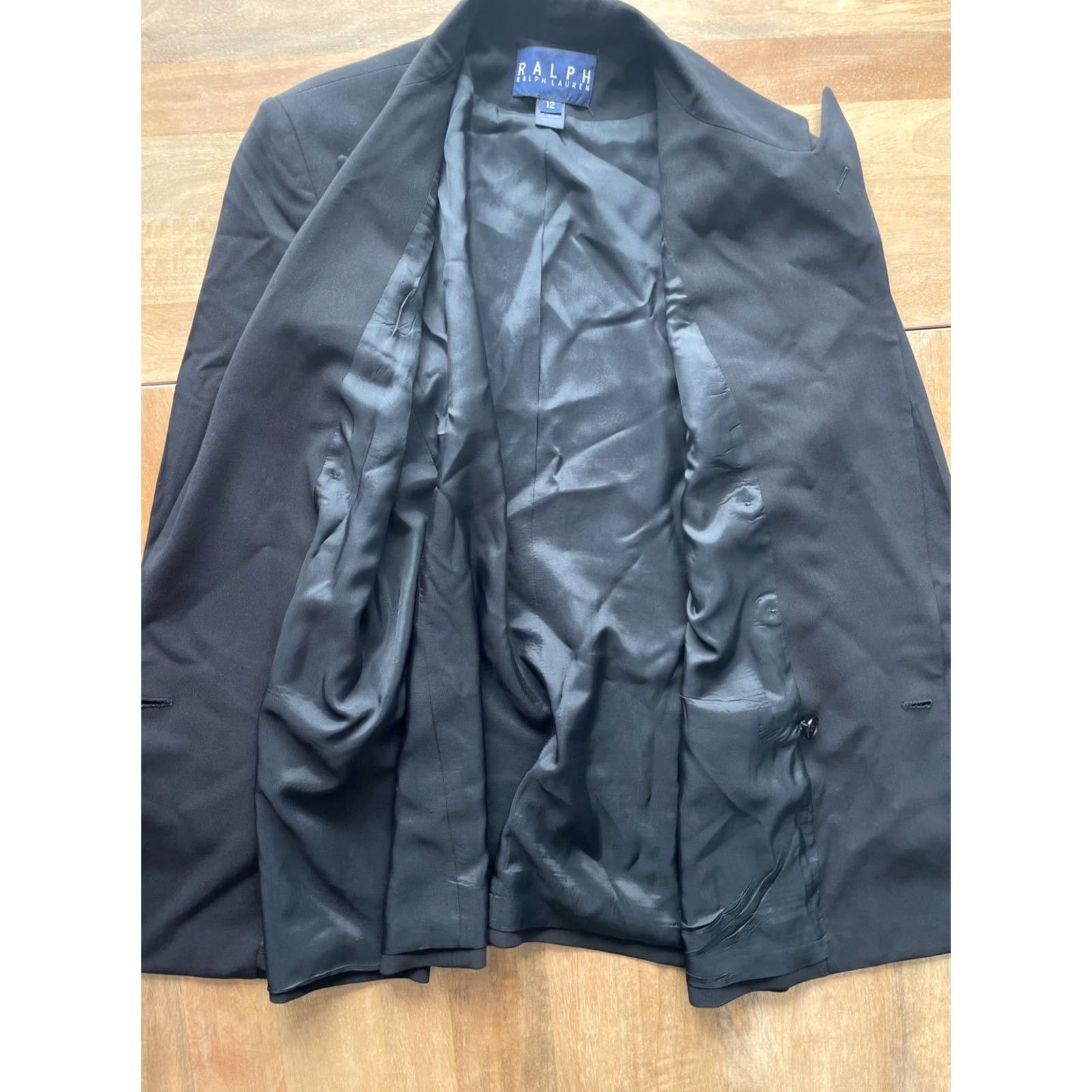 Ralph Lauren VINTAGE Ralph Lauren Blazer Womens Size 12 Black Wool/Rayon Double-Breasted Six-Button Jacket Coat Size XL / US 12-14 / IT 48-50 - 5 Thumbnail