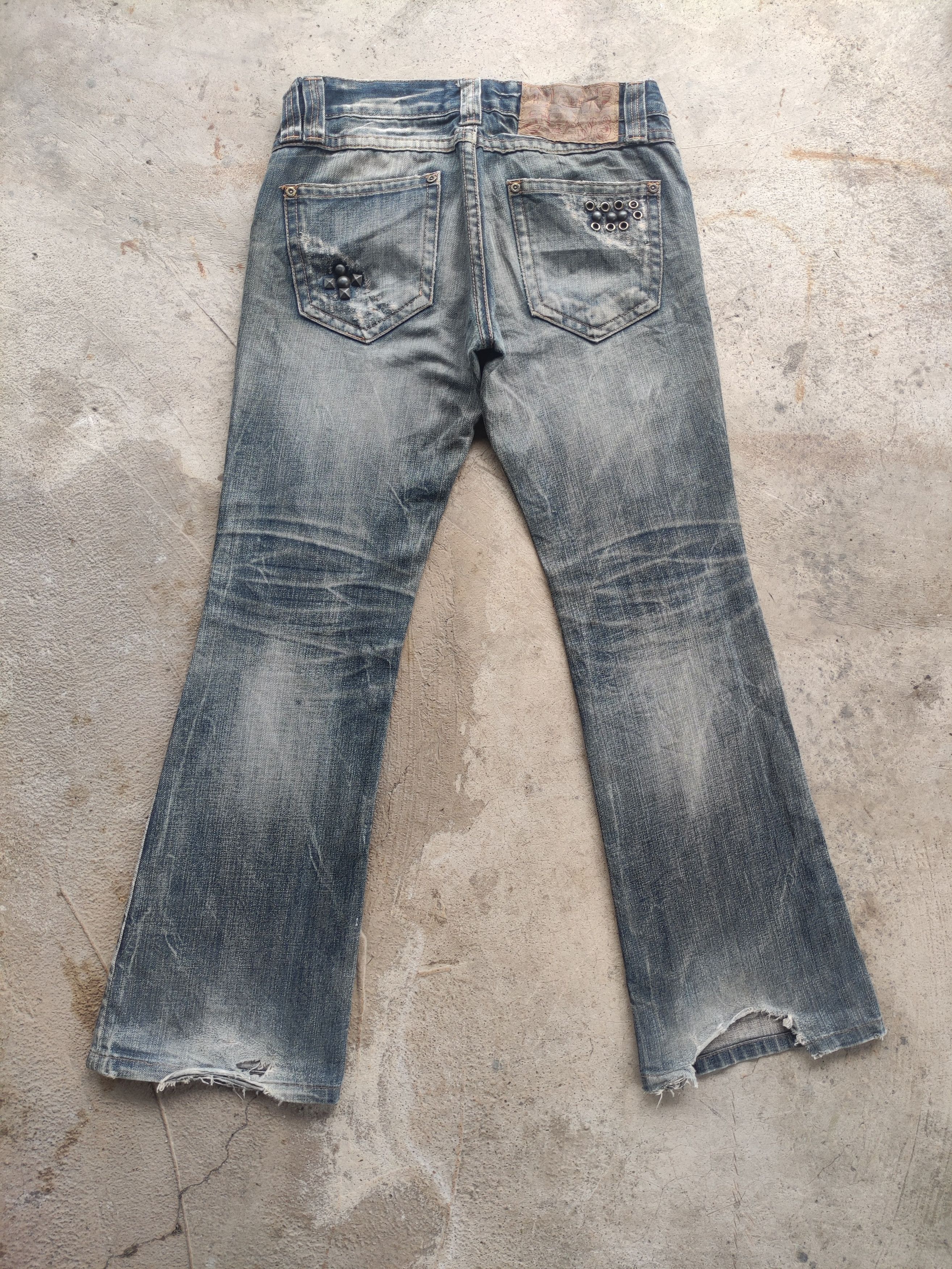 Japanese Brand Vintage DriveJeans Flare Rusty Denim Distressed Faded Pants Size 30" / US 8 / IT 44 - 9 Thumbnail