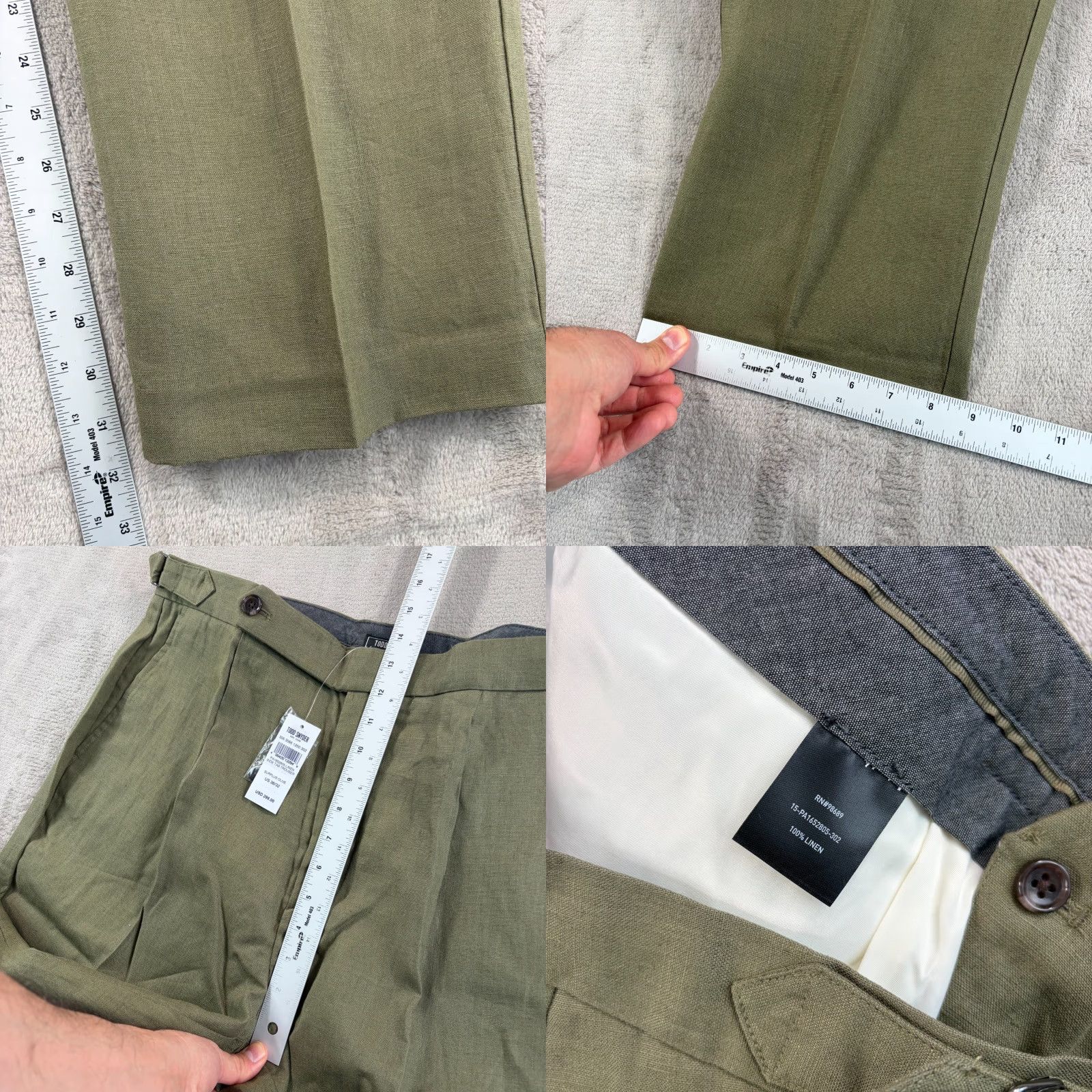 Todd Snyder Todd Snyder Irish 100% Linen Side Tab Trouser Surplus Olive Men 38x32 NWT 98 Size US 38 / EU 54 - 8 Thumbnail