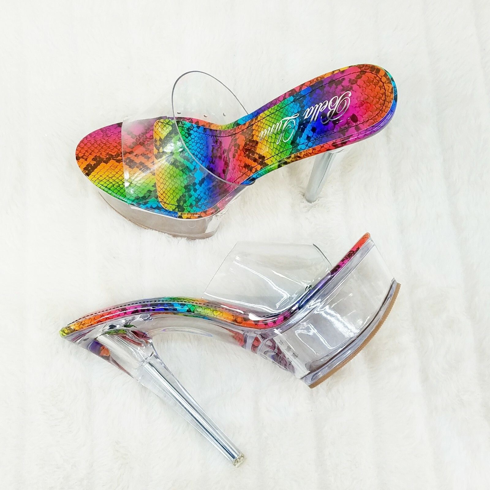 Other Cloud Clear Platform 6" High Heels Rainbow Snake Foot-bed Sl Size US 10 / IT 40 - 1 Thumbnail