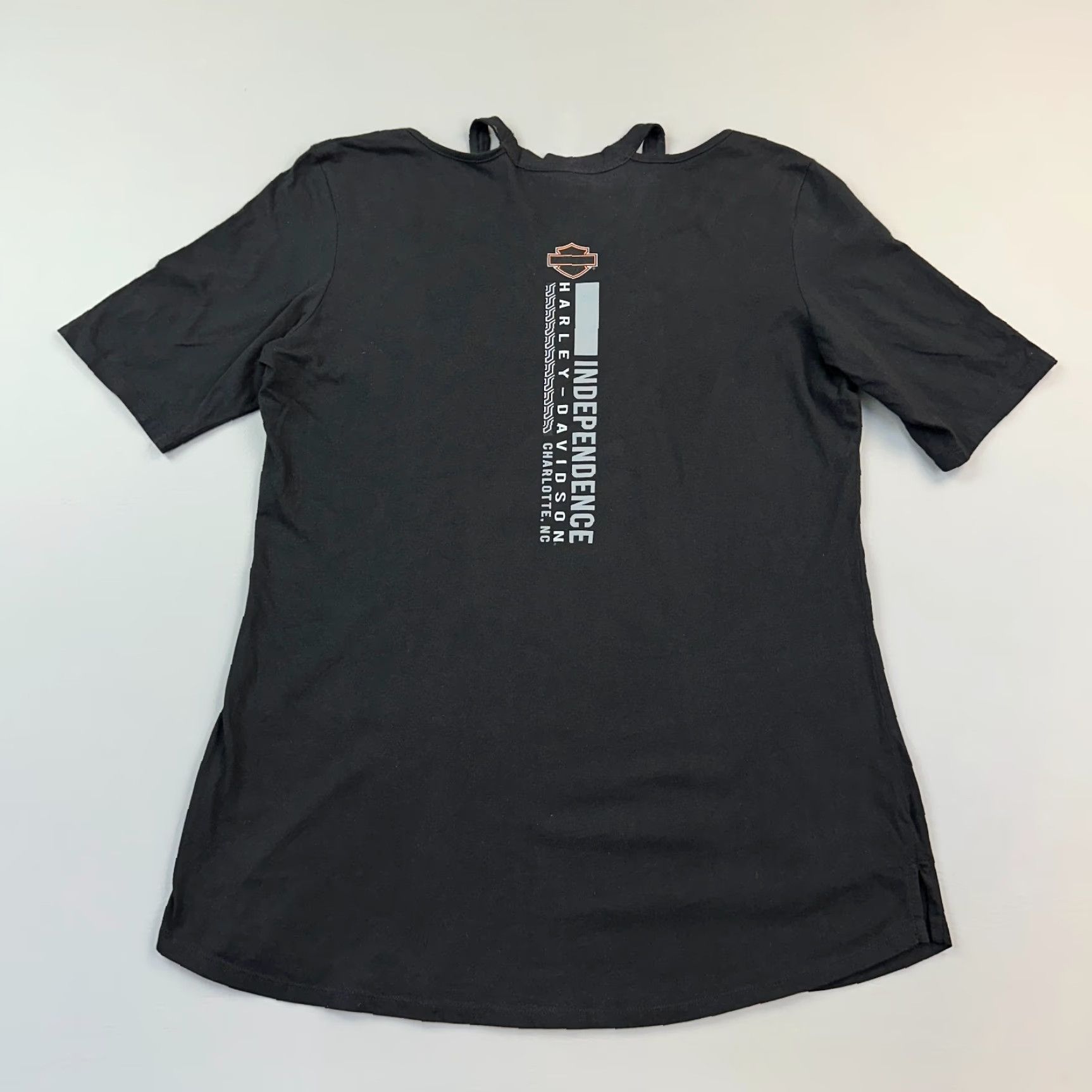 Harley Davidson Harley-Davidson Shirt Women's XL Black Cold Shoulder Flame Logo Motorcycle Biker T-Shirt Size XL / US 12-14 / IT 48-50 - 6 Thumbnail