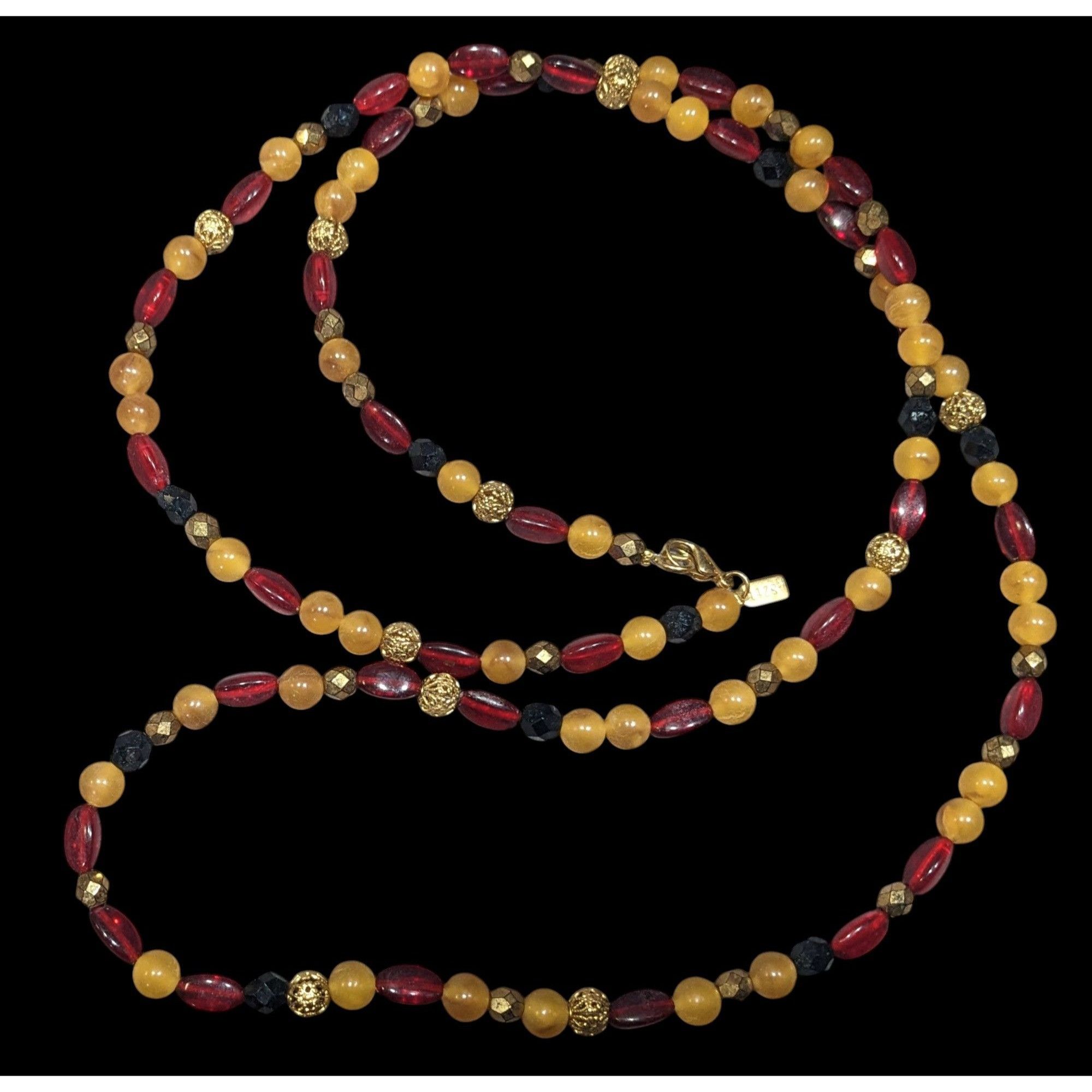 Other Vintage 1928 Red Yellow And Gold Tone Beaded Necklace Size ONE SIZE - 1 Thumbnail