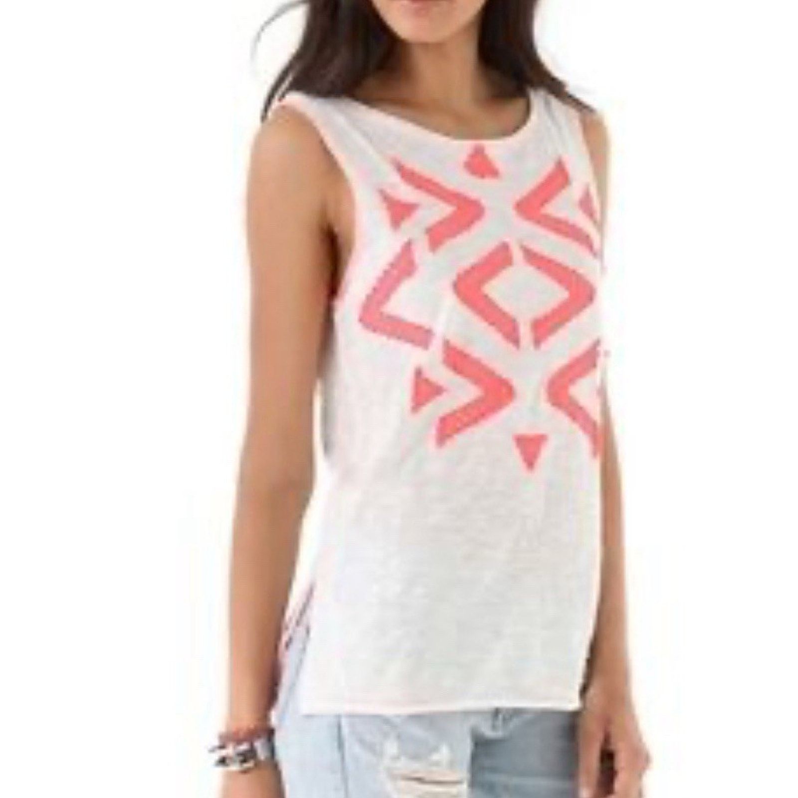 Free People Free People neon pink and white tank top S/P A001939 Size S / US 4 / IT 40 - 1 Thumbnail