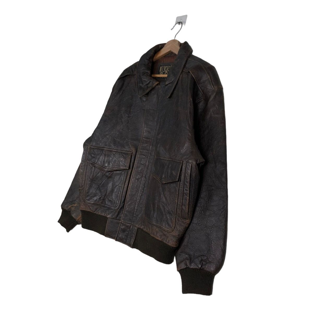 Vintage 🔥VINTAGE FLY GENUINE LEATHER JACKET BUGLE BIG LOGO Size US L / EU 52-54 / 3 - 9 Thumbnail
