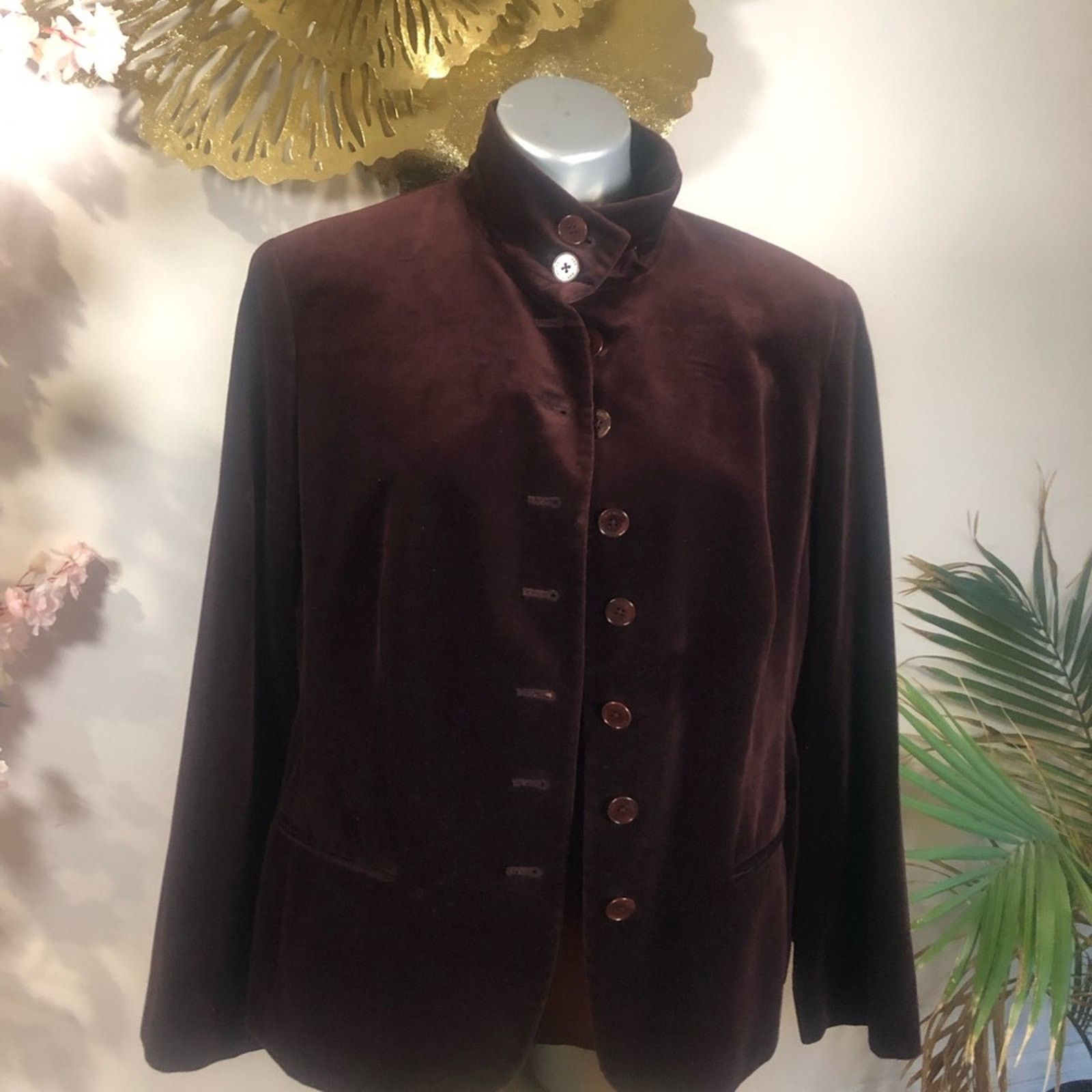 Polo Ralph Lauren Velvet blazer Jacket. Button down high neck. Size XL / US 12-14 / IT 48-50 - 5 Thumbnail