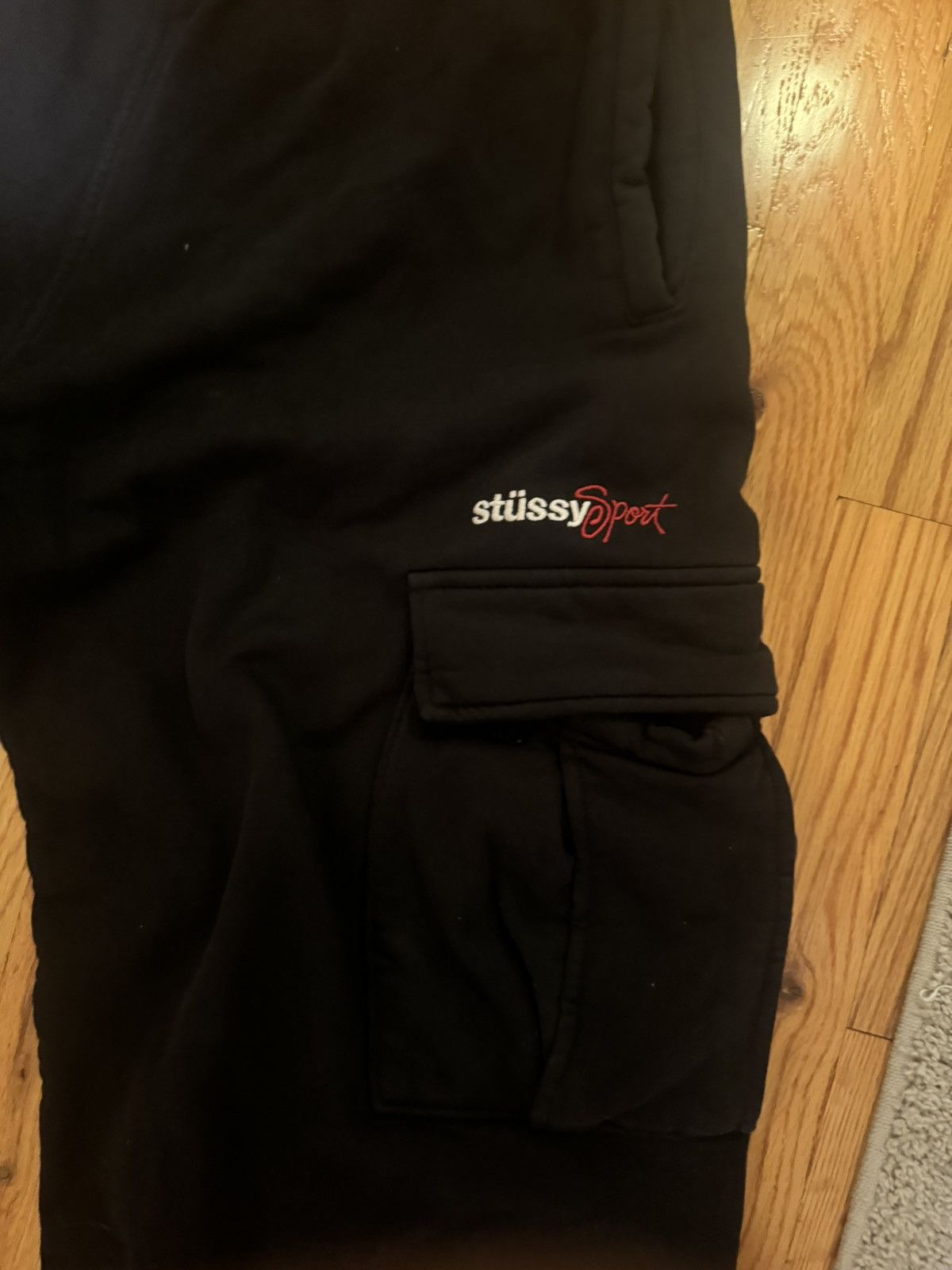 Stussy Stussy Cargo Sweatpants Fleece Black Sport Size US 33 - 2 Thumbnail