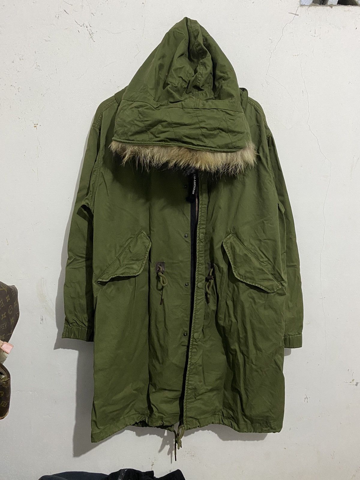 image of 14Th Addiction x Kmrii Kai Aakmann Fur Parka Military Ifsixwasnine in Dark Green (Size Medium)