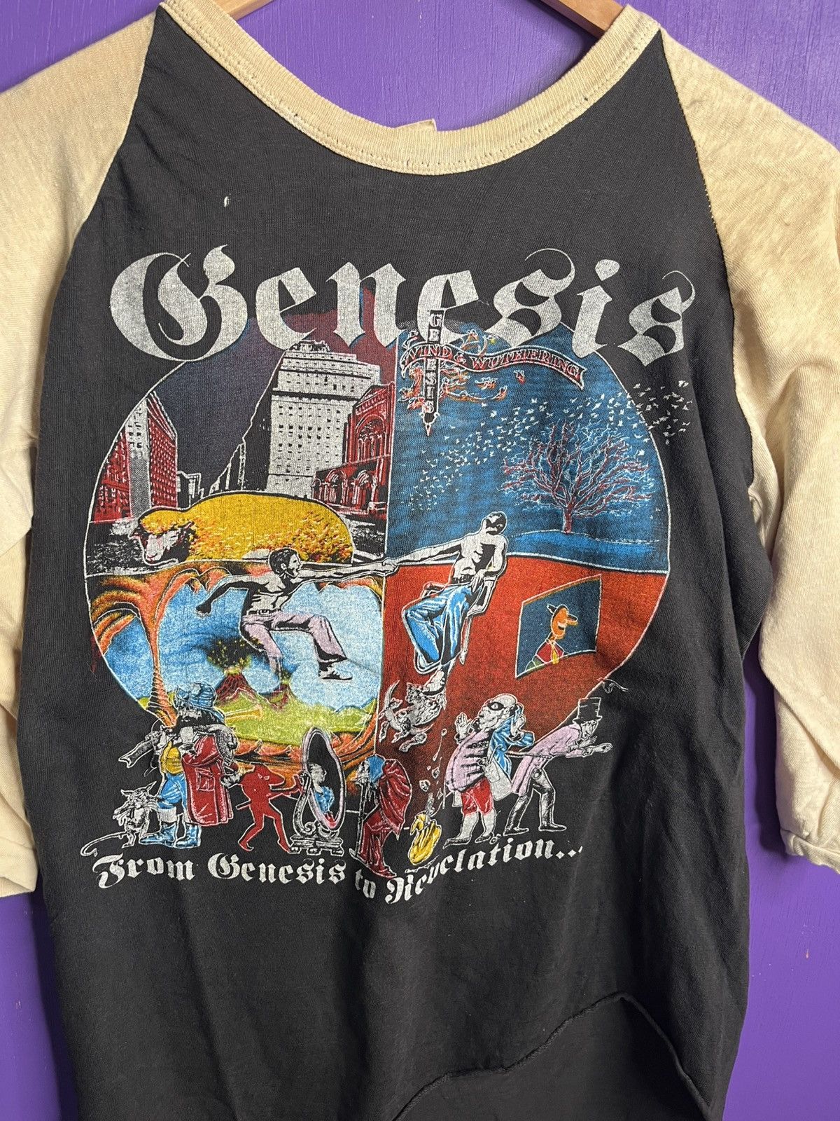 Band Tees × Vintage Vintage 1981 Genesis from Genesis to revelation raglan tee Size US M / EU 48-50 / 2 - 3 Thumbnail
