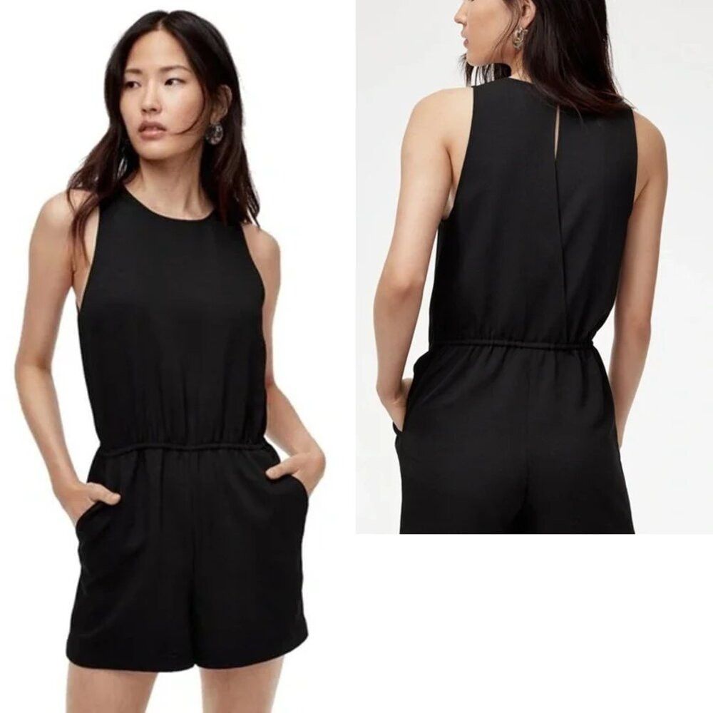 Aritzia Wilfred Aritzia Rive Black Sleeveless Shorts Romper Size L Size 36" / US 14 / IT 50 - 1 Thumbnail