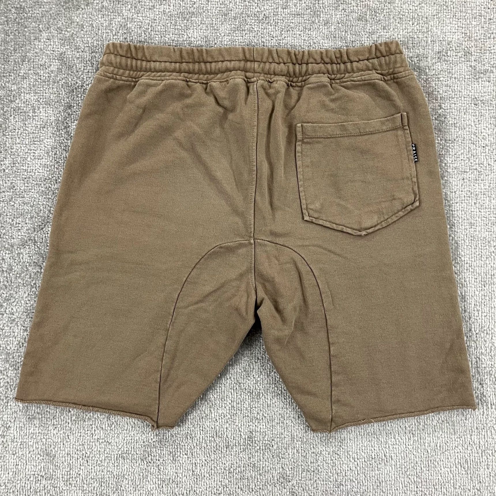 Vintage PRAISE Shorts Mens Small 8" Brown Sweat Lounge Elastic Waist Deep Pockets Size US 29 - 2 Thumbnail