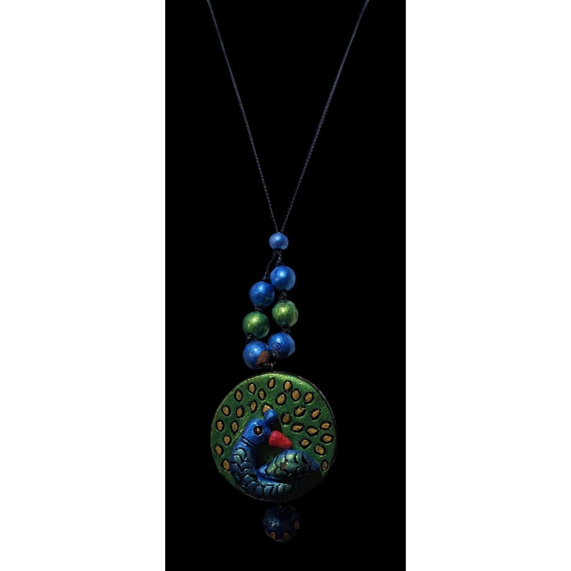Other Vintage Terra Cotta Medallion Metallic Peacock Pendant Neckl Size ONE SIZE - 3 Thumbnail