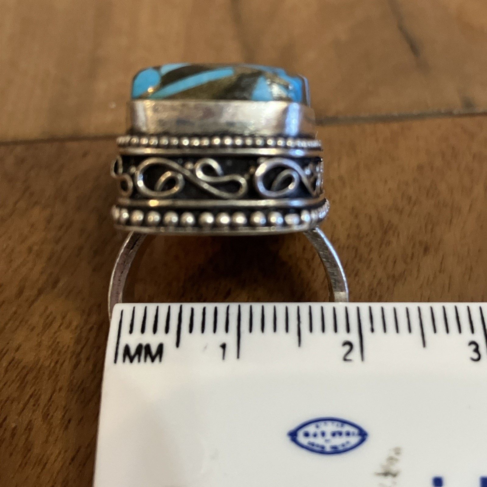 Handmade Blue Copper Turquoise Ring 925 Sterling Silver Southwestern Size ONE SIZE - 18 Thumbnail