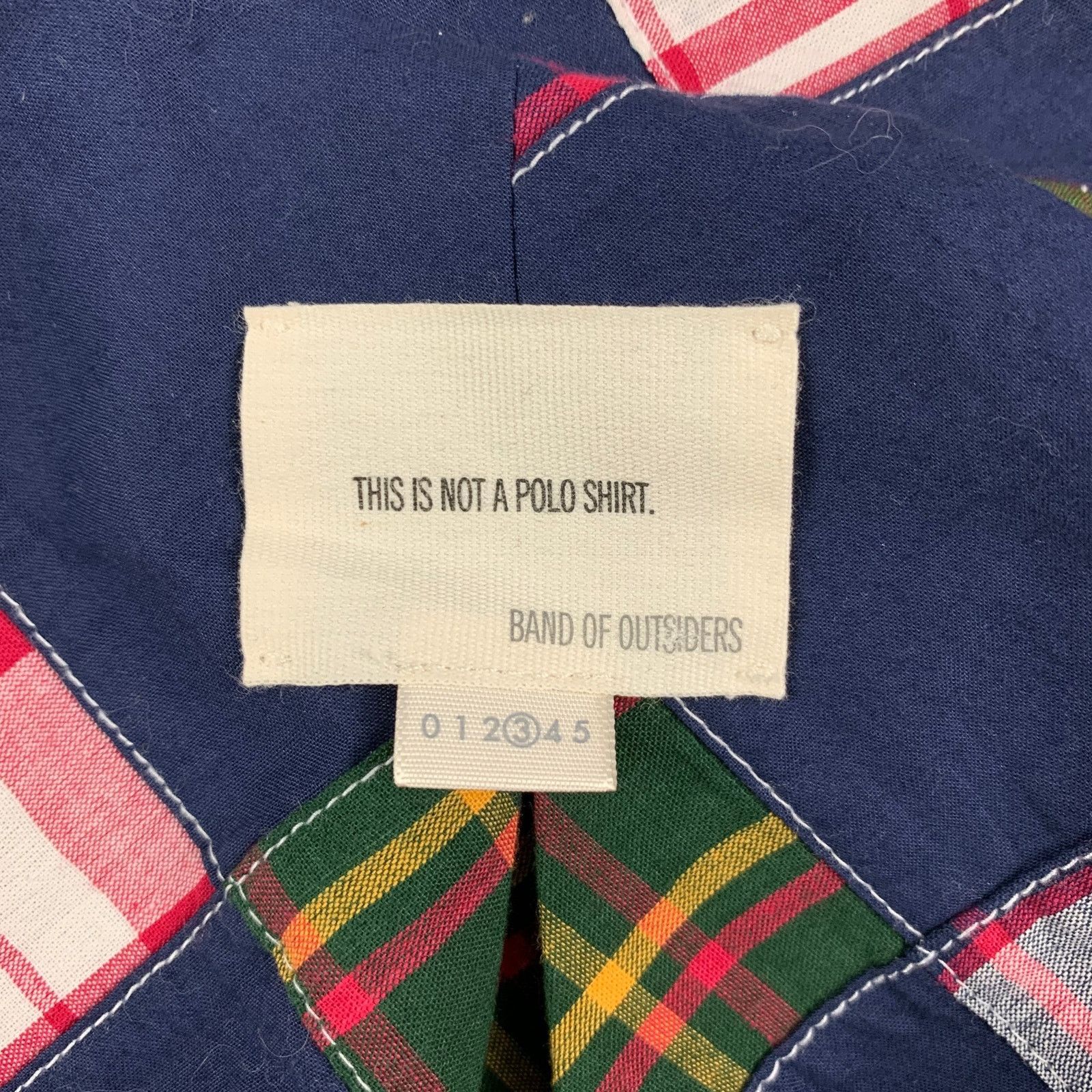 Band Of Outsiders Size 42 Navy Muliti-Color Patchwork Cotton Notch Lapel Suit Size 42R - 8 Thumbnail