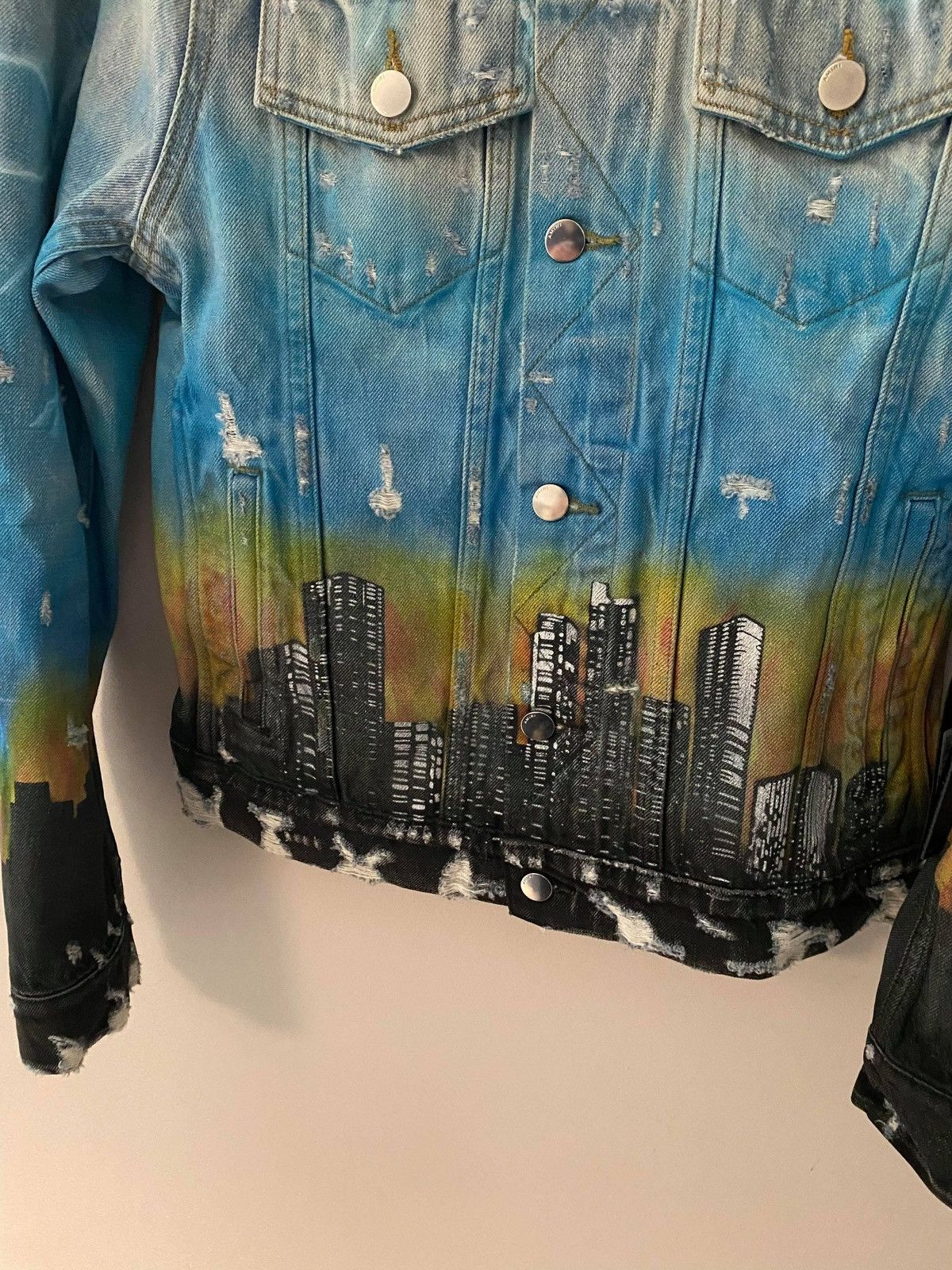 Amiri Amiri Distressed Denim Bomber Jacket Dragons Size US M / EU 48-50 / 2 - 3 Thumbnail
