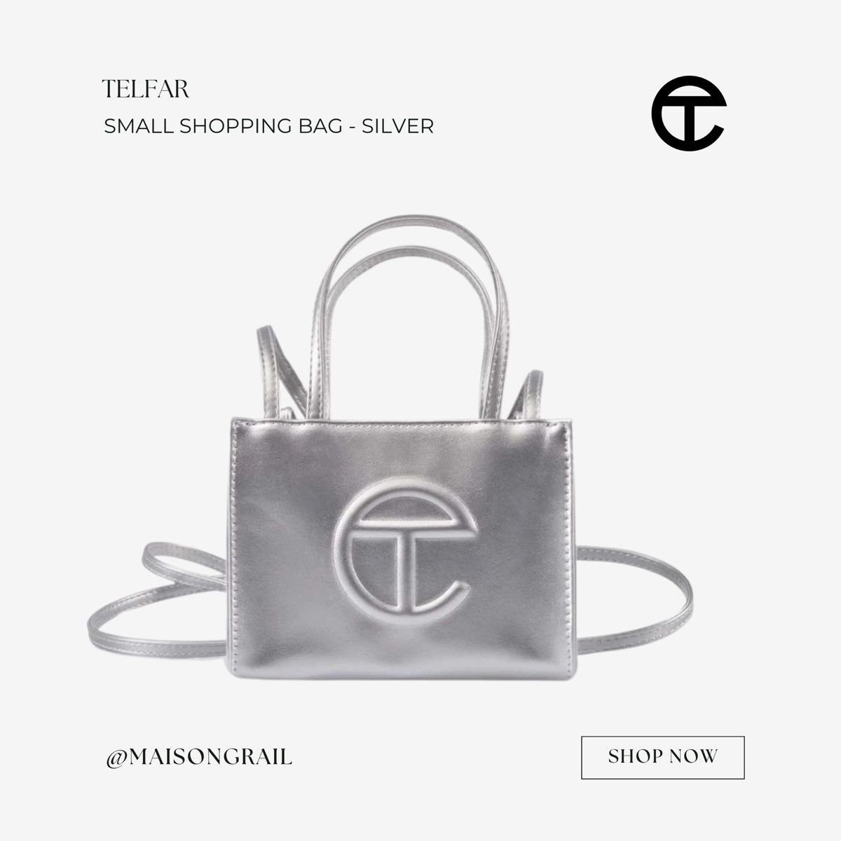 Telfar TELFAR SMALL SHOPPING BAG SILVER | Grailed