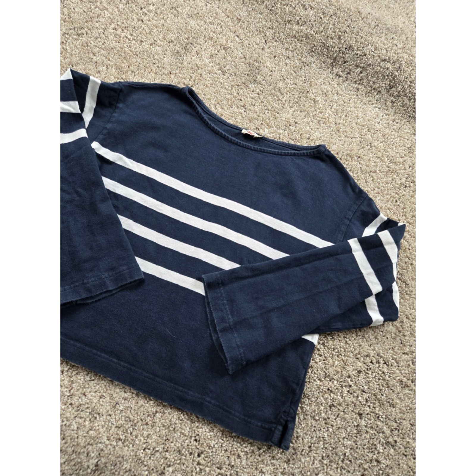 Faherty Faherty Shirt Womens Small Blue Striped Long Sleeve Scoop Neck Cotton Size S / US 4 / IT 40 - 2 Thumbnail