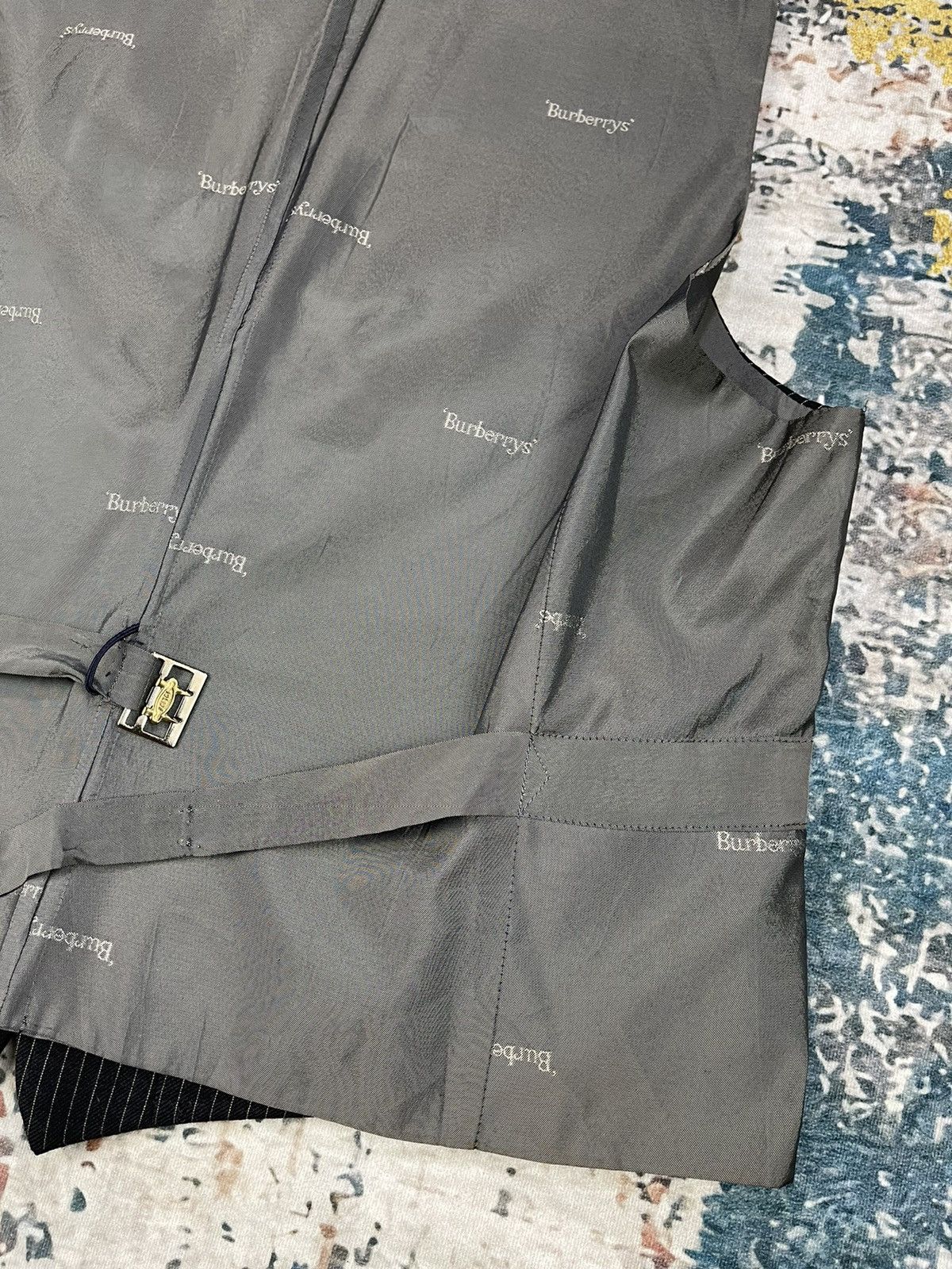 Burberry Vtg Burberry Full Printed Striped Suit Vest Size US S / EU 44-46 / 1 - 6 Thumbnail