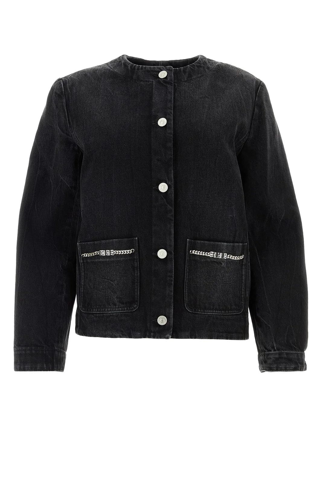 Givenchy o1srvl11e0725 Chains Detailed Denim Jacket in Black Size S / US 4 / IT 40 - 1 Thumbnail