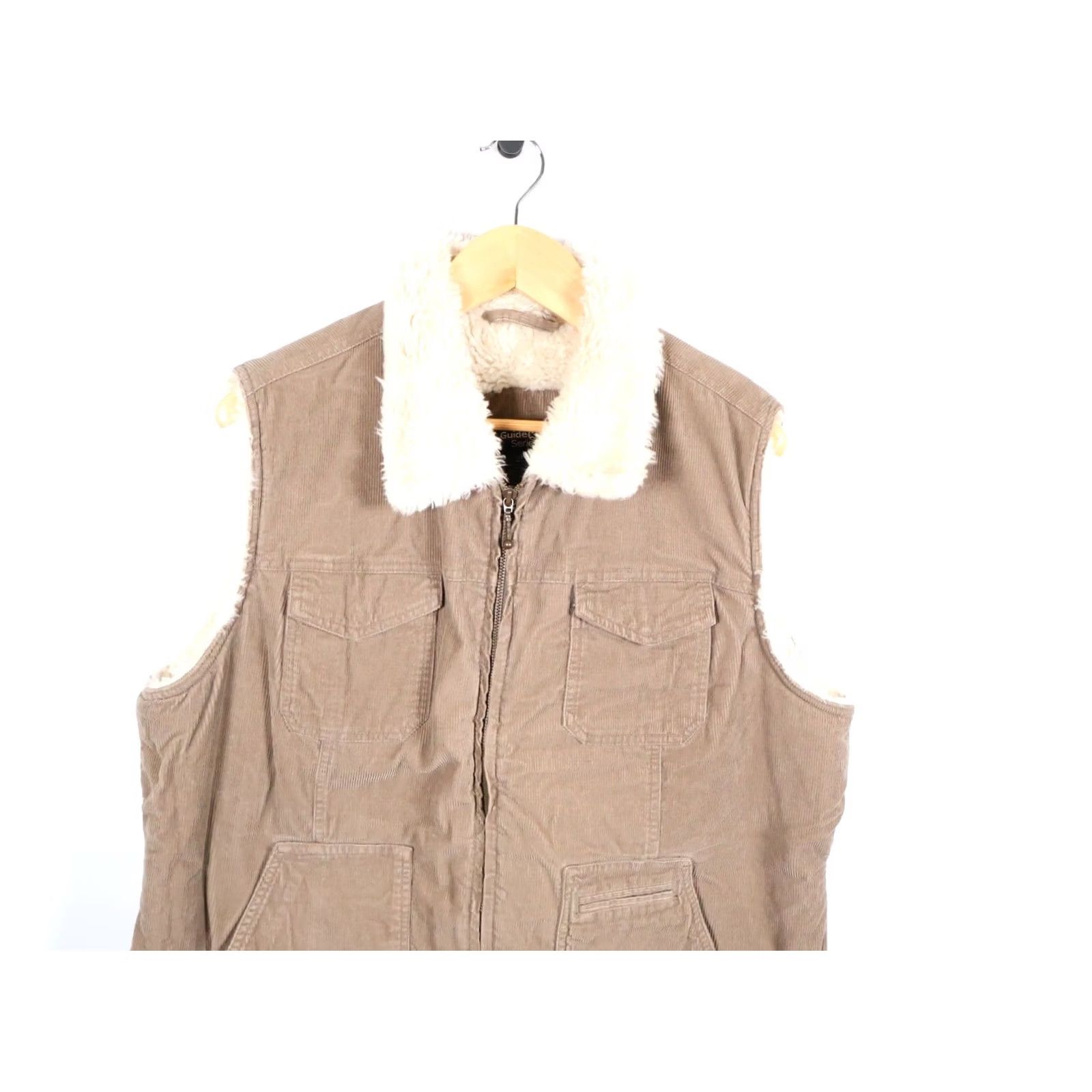 Vintage Guide Series Corduroy Vest Women 2XL Brown Zip Up Sherpa Lined Insulated Casual Bomber Jacket Style 90s Biker Outdoor Womens Size XXL / US 16-18 / IT 52-54 - 7 Thumbnail