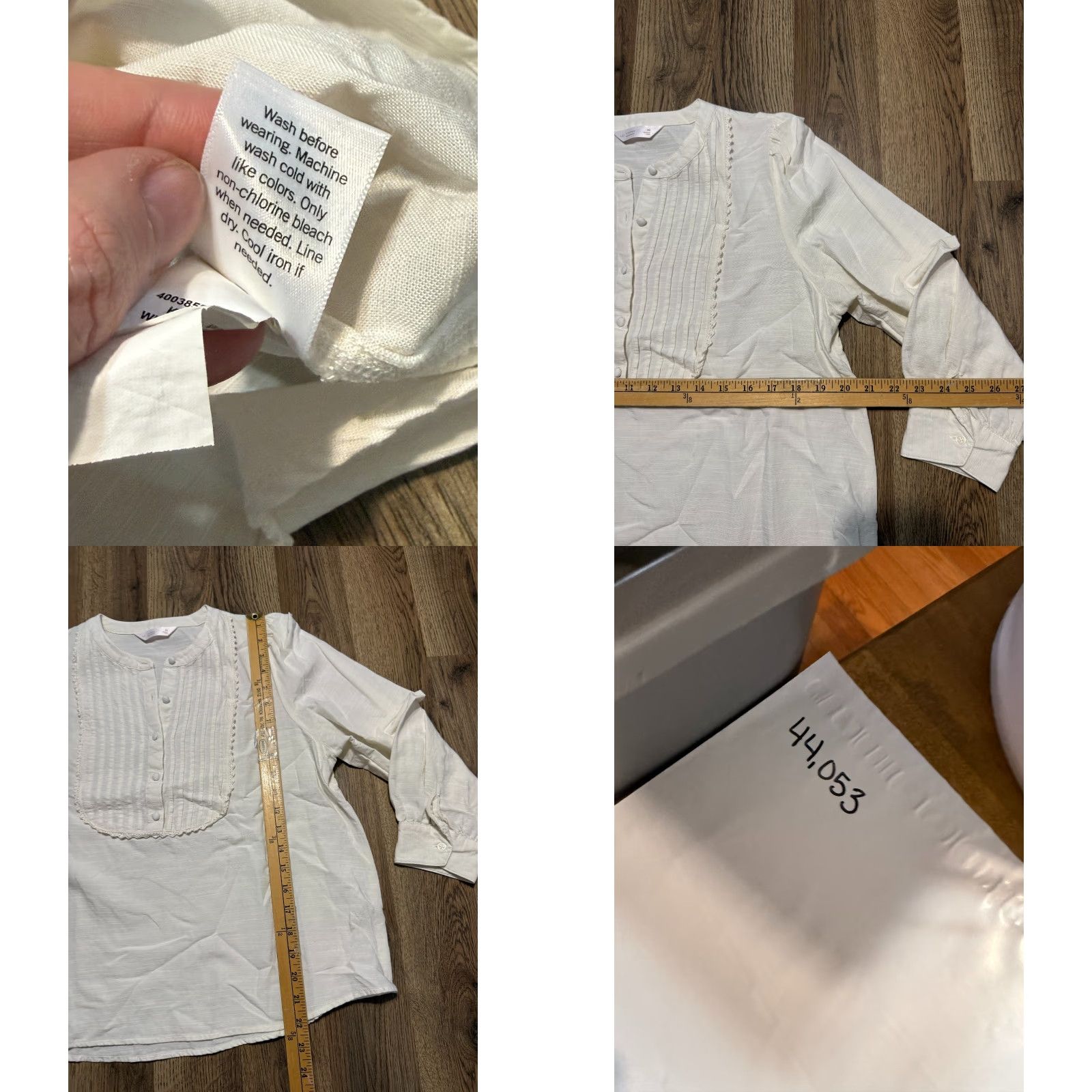 Vintage LC Lauren Conrad Shirt Women's Medium White Long Sleeve Shirt 1/4 Buttons Size M / US 6-8 / IT 42-44 - 8 Thumbnail