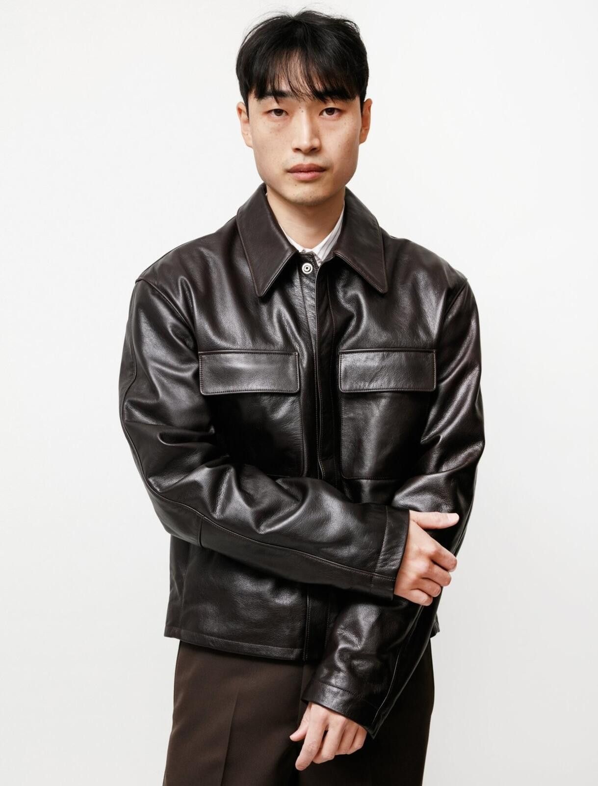 Lemaire LEMAIRE Large collar leather blouson jacket SMALL 44 Brown Size US S / EU 44-46 / 1 - 2 Thumbnail