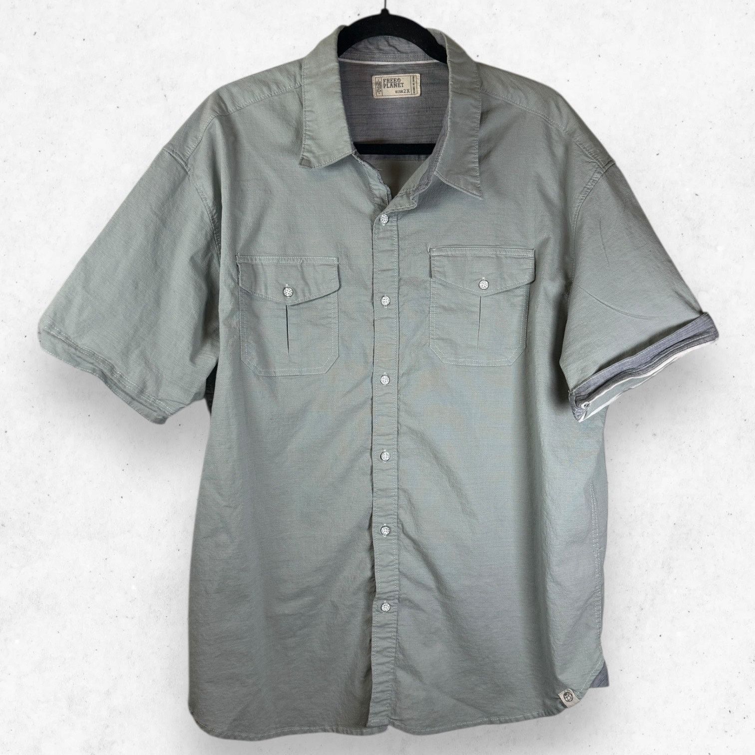 Free Planet Free Planet Button Down Shirt Men's Size 2X Gray Color Size US XXL / EU 58 / 5 - 1 Thumbnail