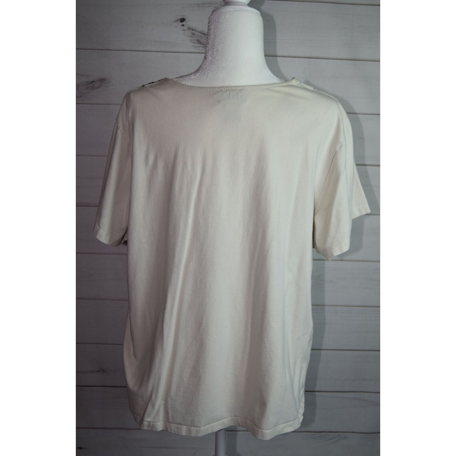 Vintage Choices Woman Embroidered Beaded V-Neck SS Cotton Top SZ 2X Size XXL / US 16-18 / IT 52-54 - 6 Thumbnail