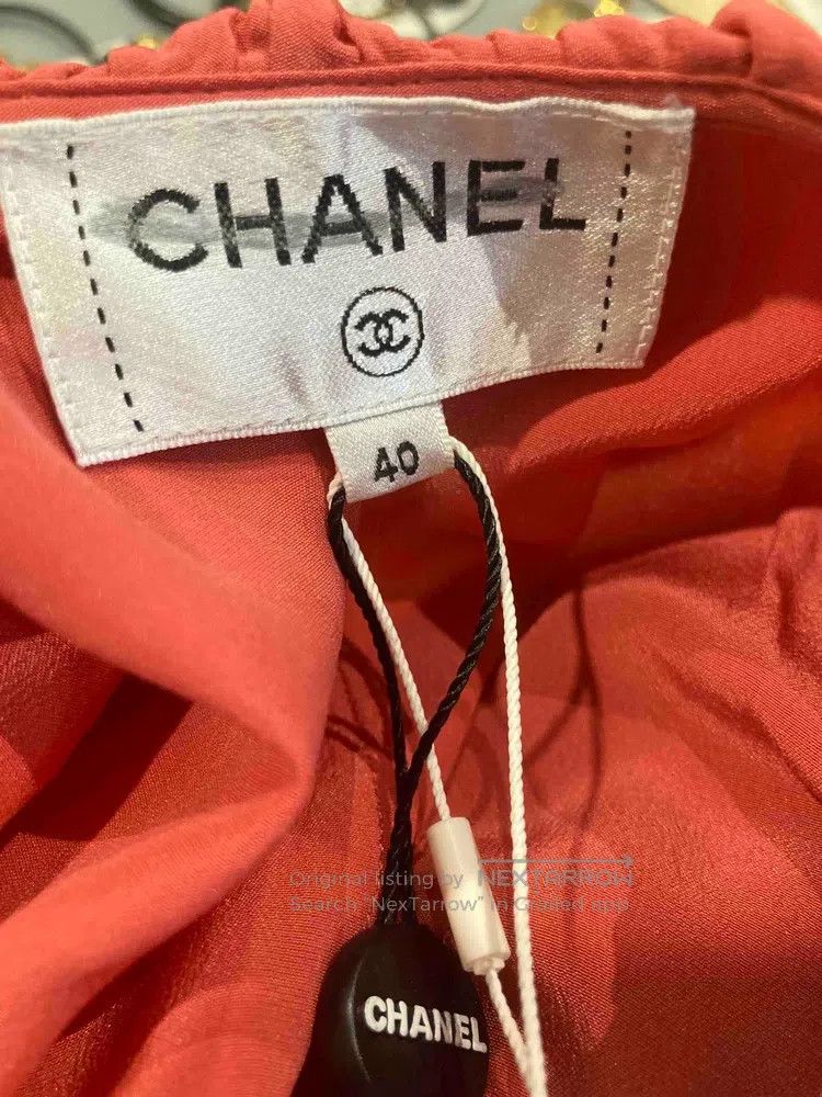 Chanel Chanel Coral pink wood-eared off-the-shoulder shirt Size S / US 4 / IT 40 - 2 Thumbnail