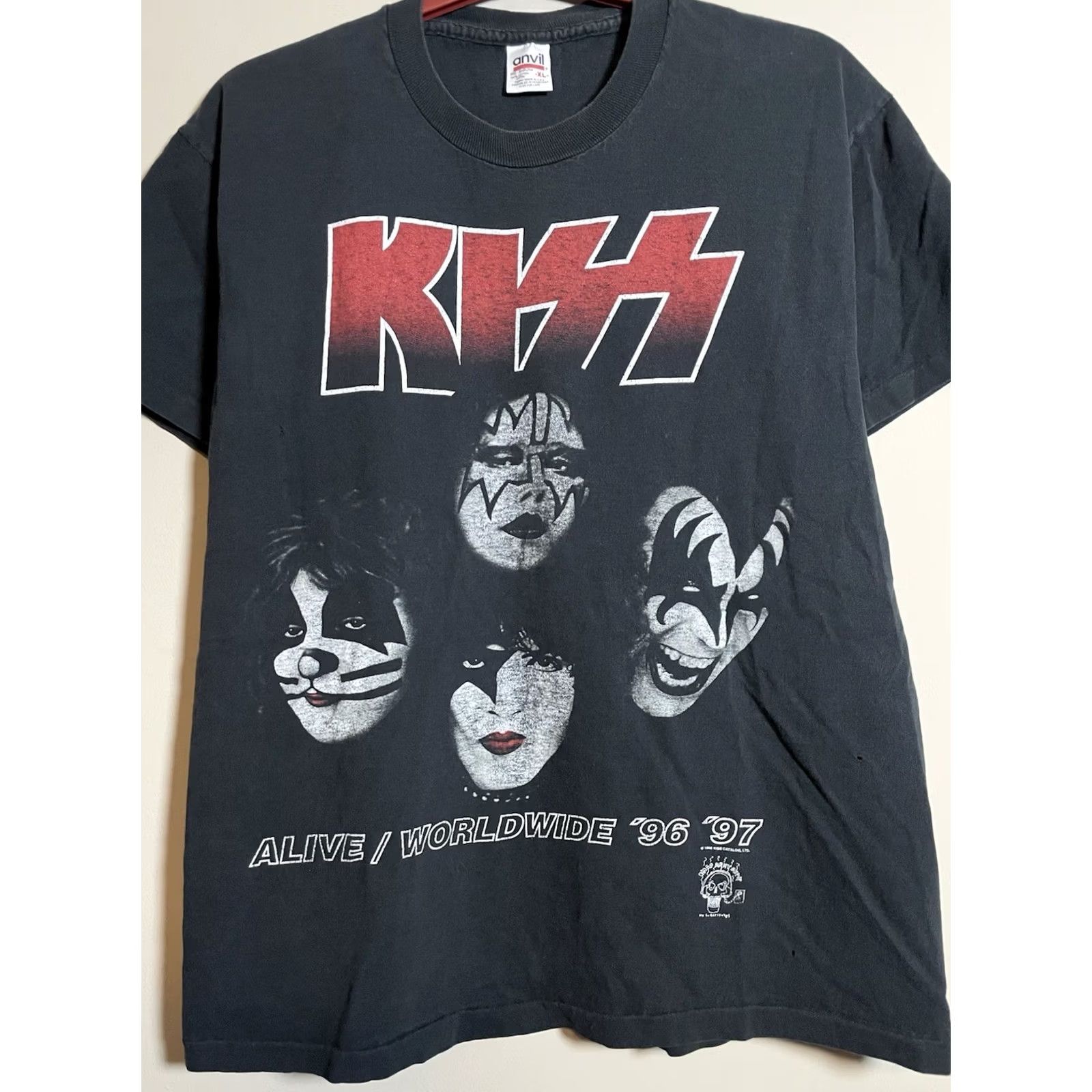 Anvil VINTAGE KISS Tour T-Shirt XL Black USA Made 90s Band Anvil Shirt Mens Size US XL / EU 56 / 4 - 2 Thumbnail