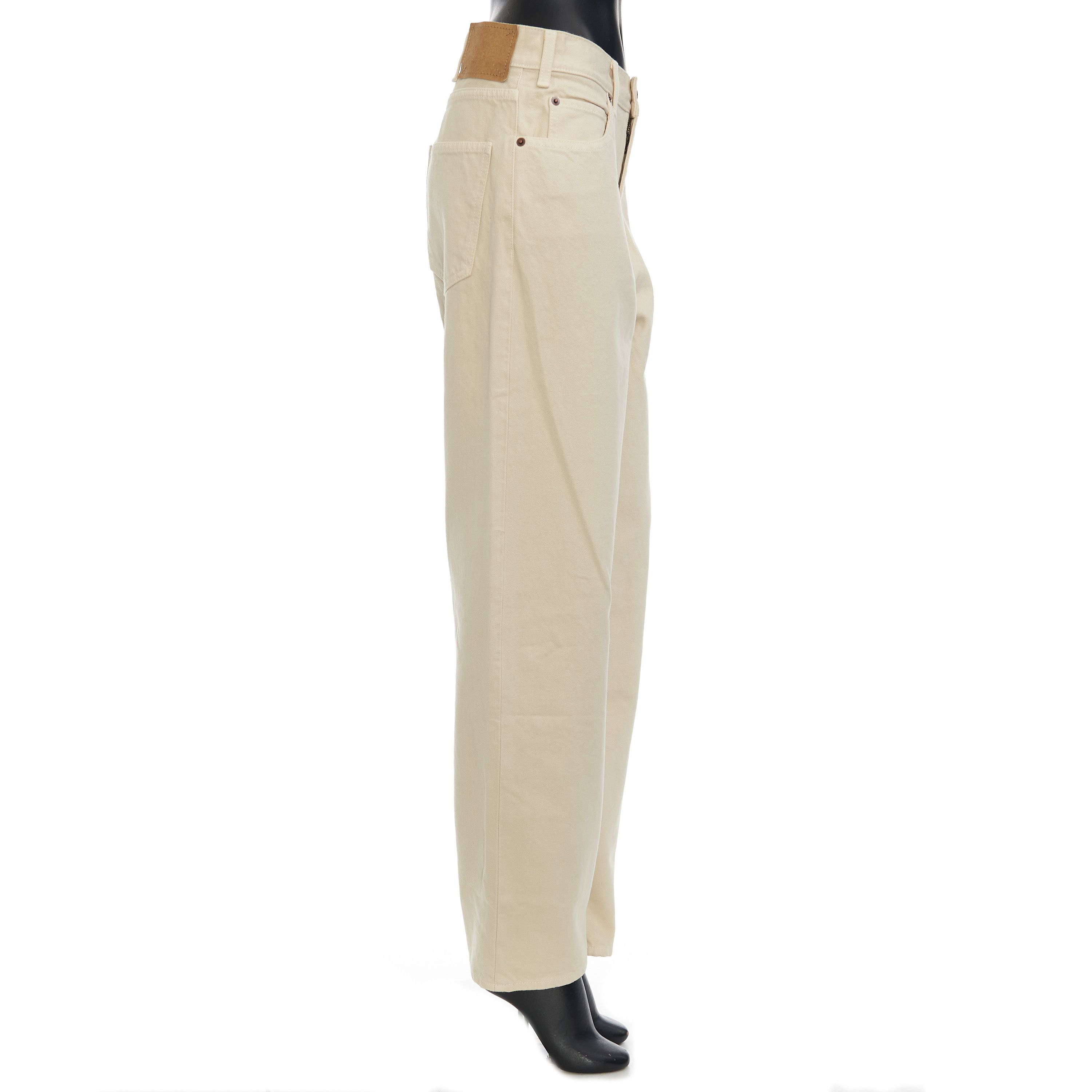 Celine High Waisted Margaret Jeans In Cream Wash Cotton Size 32" / US 10 / IT 46 - 7 Thumbnail