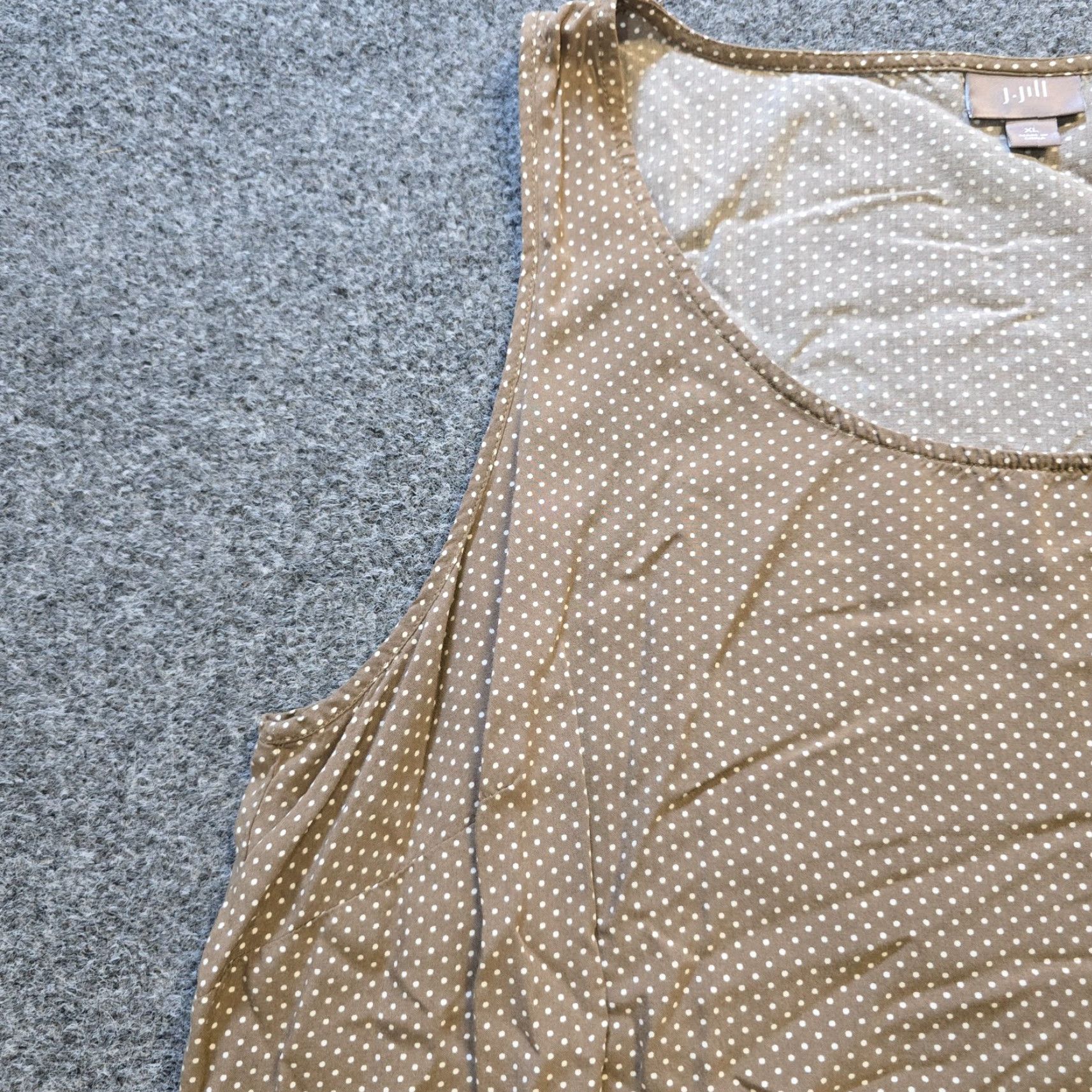 J. Jill J Jill Top Womens XL Brown White Polka Dot Sleeveless Tank Cami Stretch Capsule Tank Shirt Size XL / US 12-14 / IT 48-50 - 4 Thumbnail
