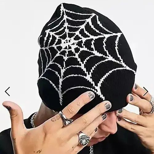 Other Y2K Knitting Spider Web Beanie Hat Size ONE SIZE - 3 Thumbnail
