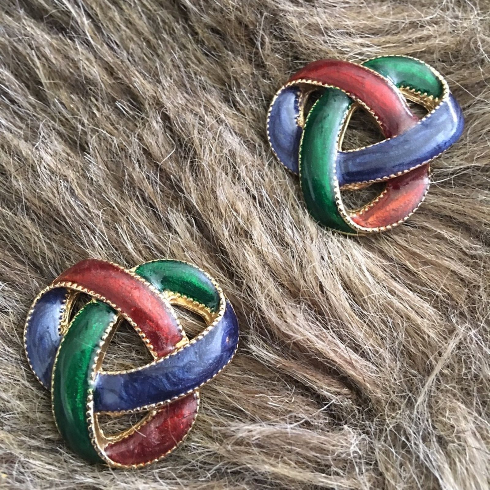 Vintage Vintage multi tone enamel bow pierced earrings Size ONE SIZE - 1 Thumbnail