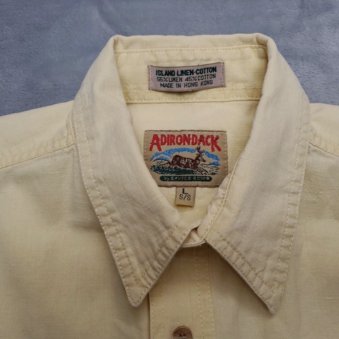 Vintage VTG Adirondack Shirt Mens L Yellow Linen Linen Blend Outdoor Island Comfort Button-Up Collared Pocket Short Sleeve Casual Size US L / EU 52-54 / 3 - 5 Thumbnail
