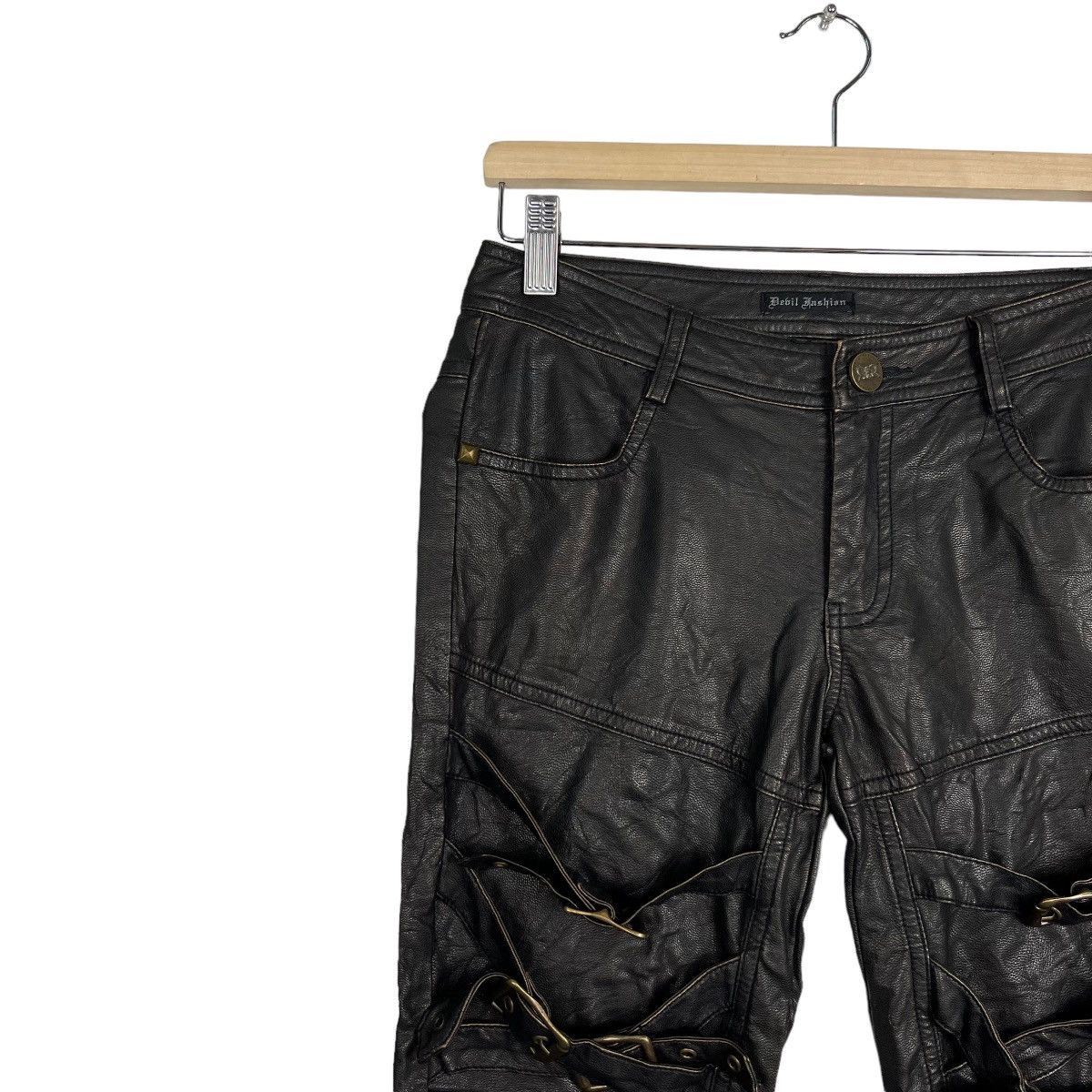 Designer 🔥 DEVIL FASHION CYBERPUNK BONDAGE LEATHER SYNTETIC Size US 26 / EU 42 - 6 Thumbnail
