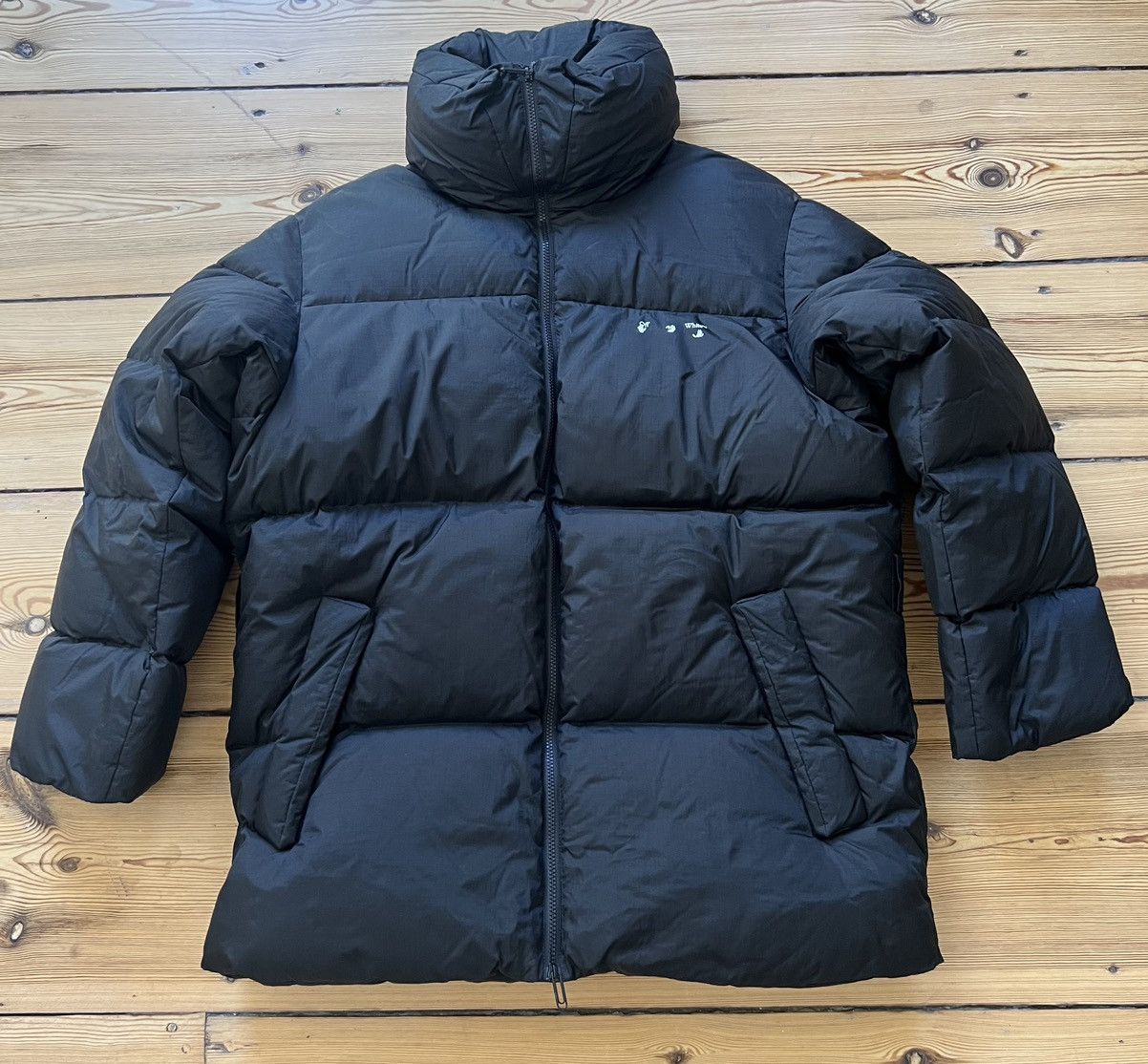 Hooded Jacket Lfdy Puffer Jacket Schwarz Off White Long Puffer Jacket