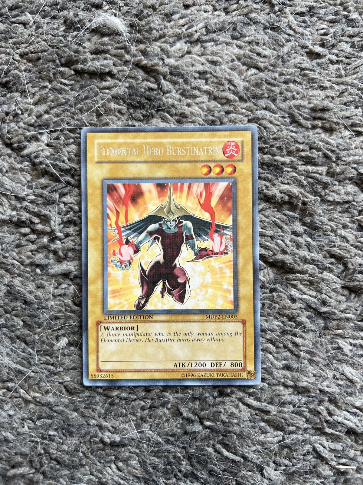 Vintage 1996 Konami Yu-Gi-Oh! Elemental Hero Burstinatrix Card Size ONE SIZE - 1 Thumbnail