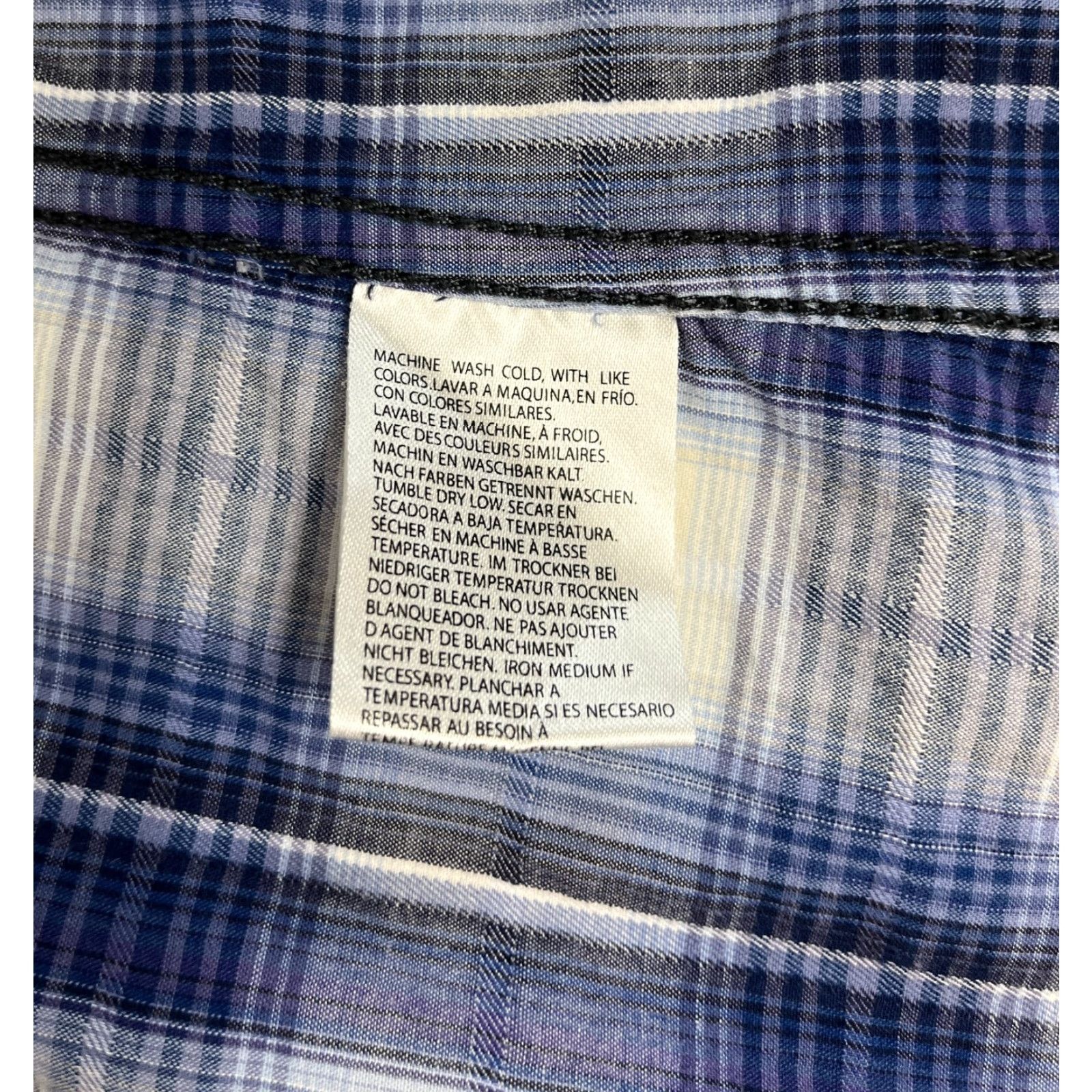 Vintage Christian Audigier Shirt Plaid Long Sleeve Button-Up Pearl Snap Western Mens M Blue Cotton Slub Pocketed Size US M / EU 48-50 / 2 - 6 Thumbnail