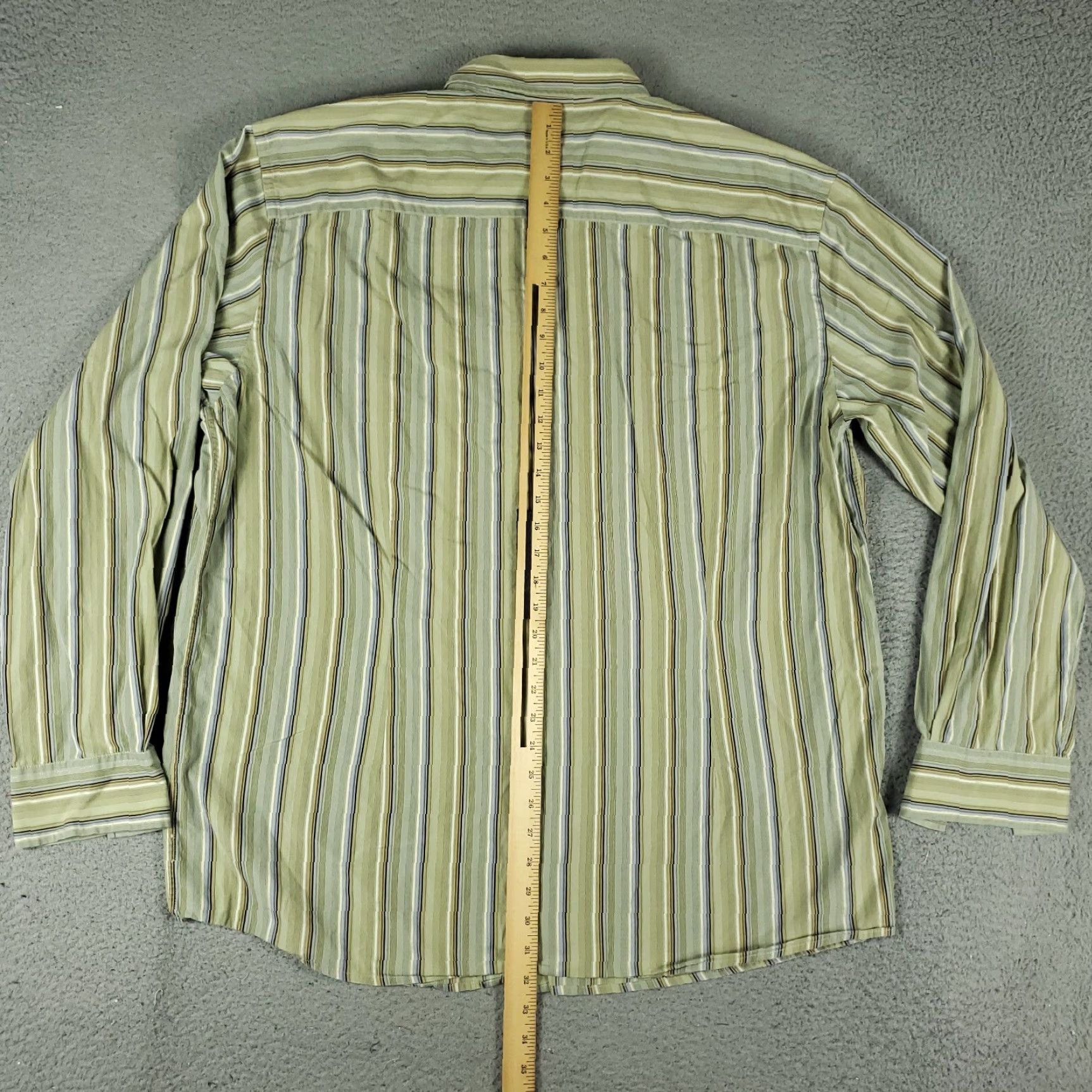Faconnable Façonnable Green Striped Button-Up Shirt 2XLT Long Sleeve Casual Mens Size US XXL / EU 58 / 5 - 3 Thumbnail