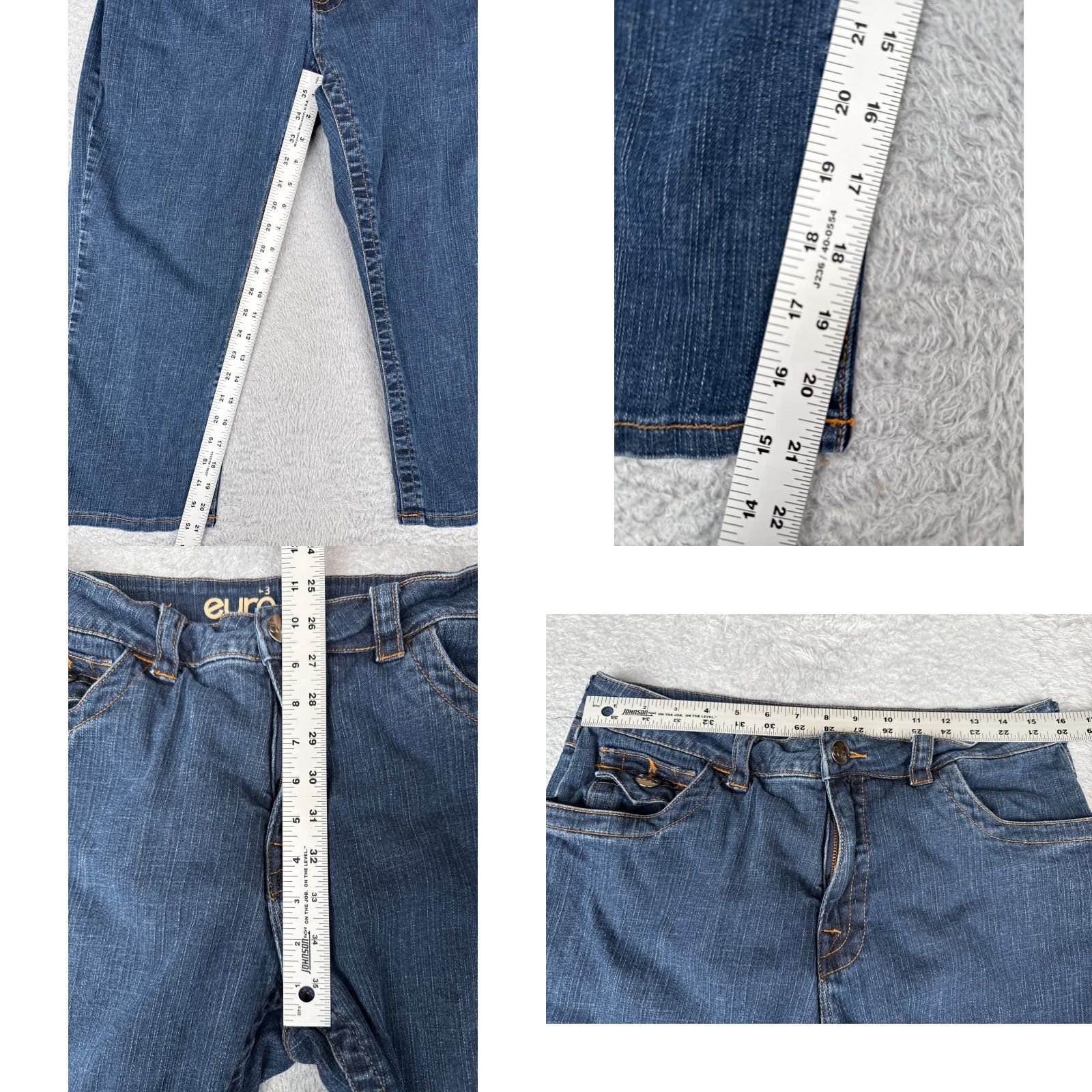Vintage Euro Jeans Women Jeans 12 Blue Denim Crop Capri Tummy Control Cotton Blend Stretch 21" Regular 5-Pocket Blue Euro Womens Capris Size 34" / US 12 / IT 48 - 8 Thumbnail
