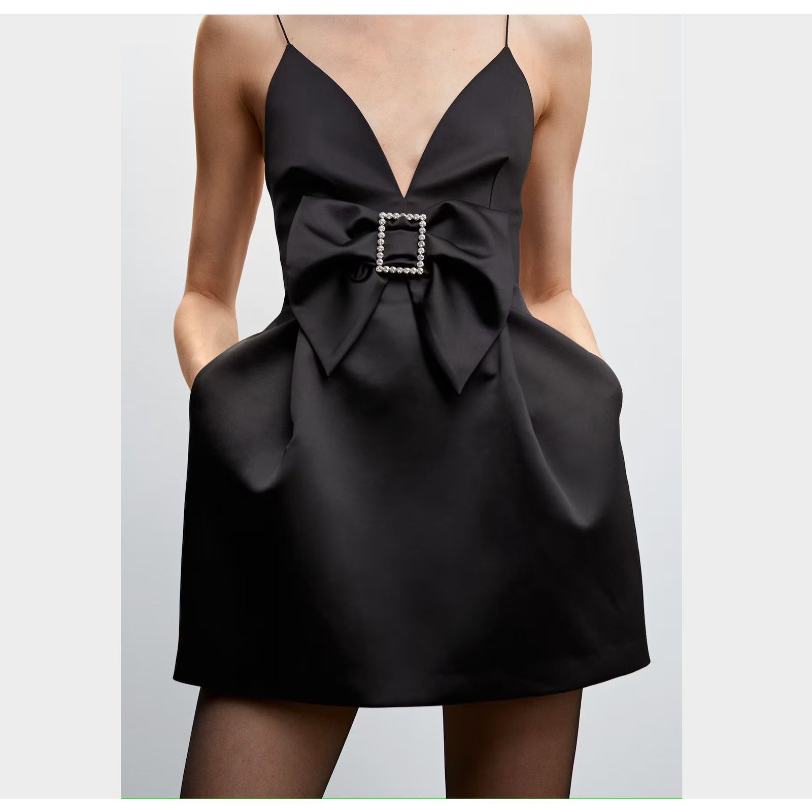 Mango MANGO Bejeweled Bow Satin Mini Dress NWT Size M / US 6-8 / IT 42-44 - 12 Thumbnail