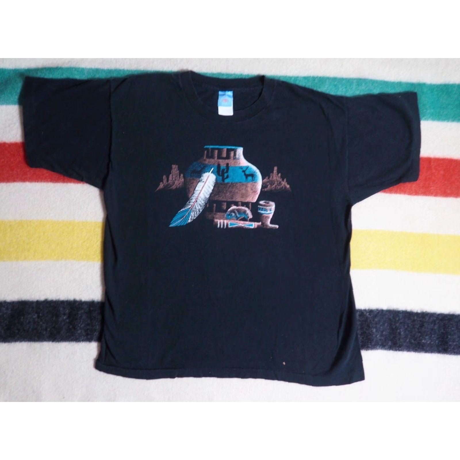 Fruit Of The Loom VINTAGE Fruit of the Loom T-Shirt Mens XL Black 90s Pottery Art Graphic Print Crew Neck Short Sleeve Tee Size US XL / EU 56 / 4 - 5 Thumbnail