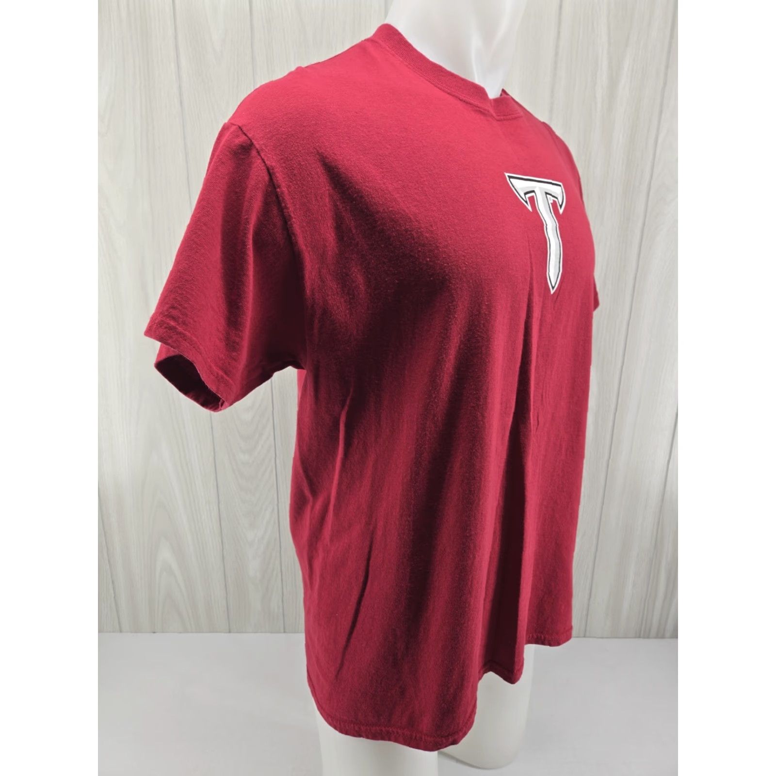 Gildan Troy University Trojans Red T Shirt Size Large Mens Simple Script Tee Short Sleeve Cotton Size US L / EU 52-54 / 3 - 7 Thumbnail