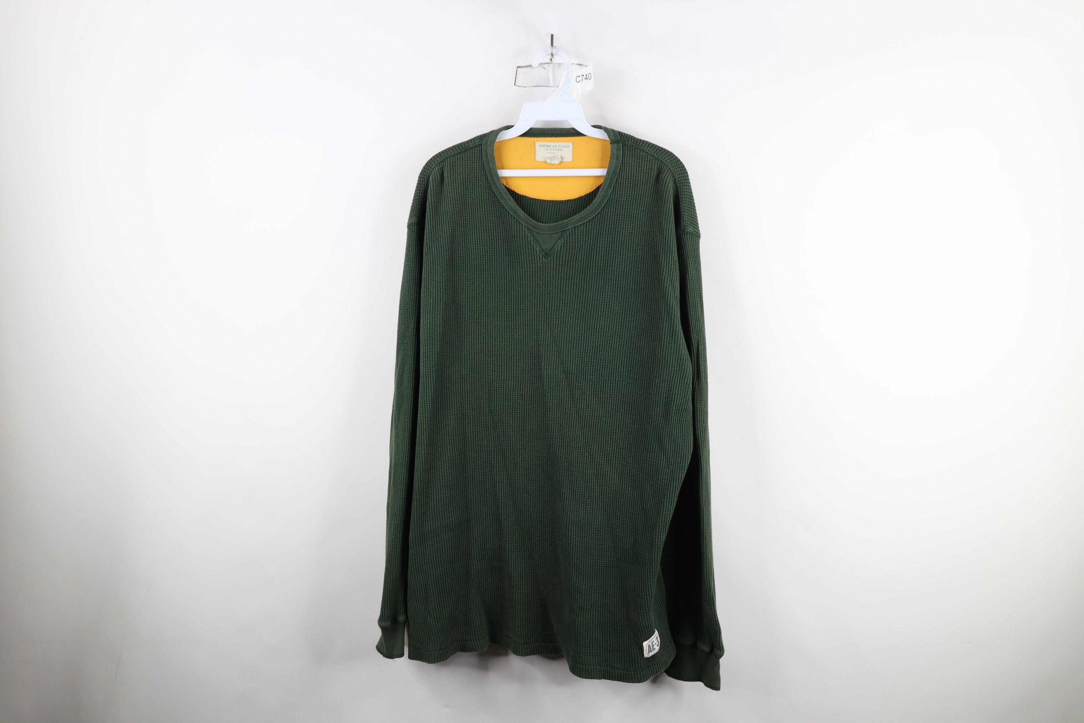 American Eagle Outfitters × Vintage Vintage 90s Y2K American Eagle Waffle Knit T-Shirt Green Size US XL / EU 56 / 4 - 1 Thumbnail