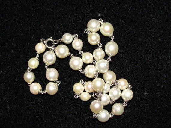 Handmade Sterling Silver Cultured Pearl Bead Necklace Size ONE SIZE - 1 Thumbnail