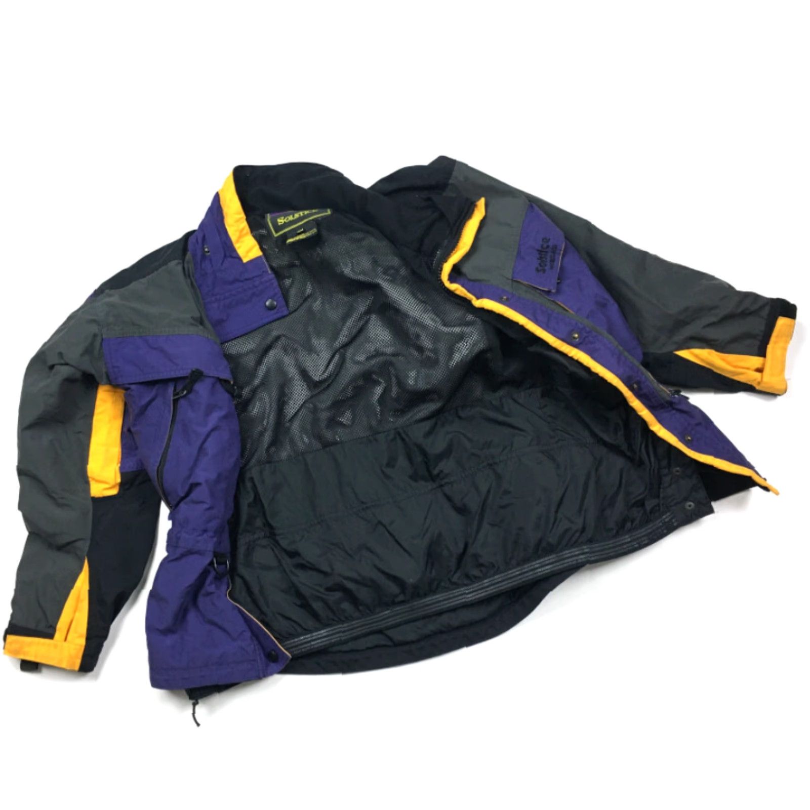 Etro VINTAGE Solstice Microshed Ski Jacket Women's M Purple Yellow Nylon Zip 90s Style Parka Mens? Women? Size M / US 6-8 / IT 42-44 - 4 Thumbnail