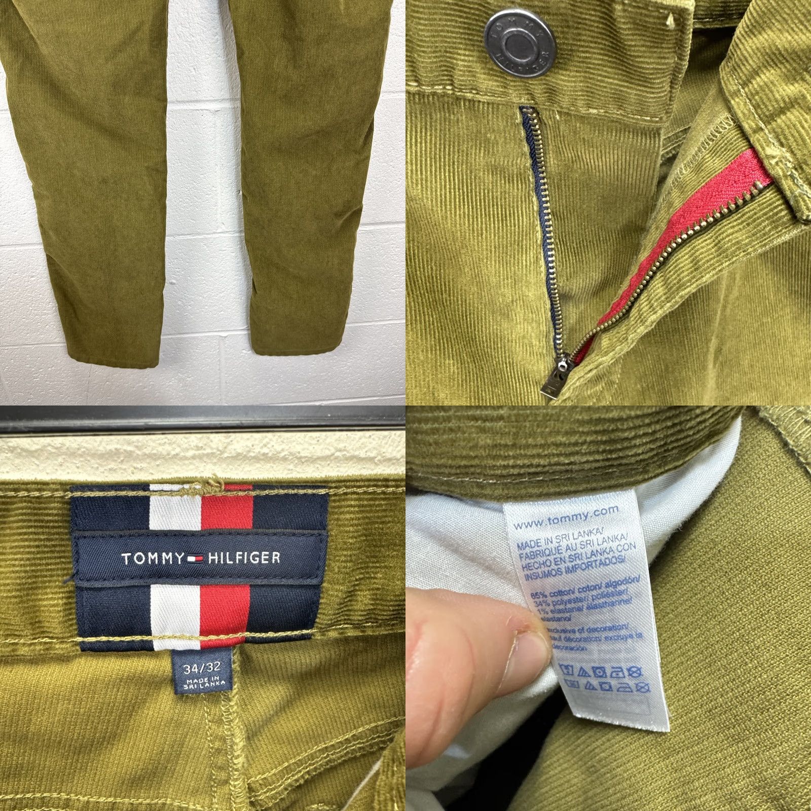 Tommy Hilfiger VINTAGE Tommy Hilfiger Corduroy Pants Mens 34x32 Olive Green Pants Straight Tapered Size US 34 / EU 50 - 9 Thumbnail