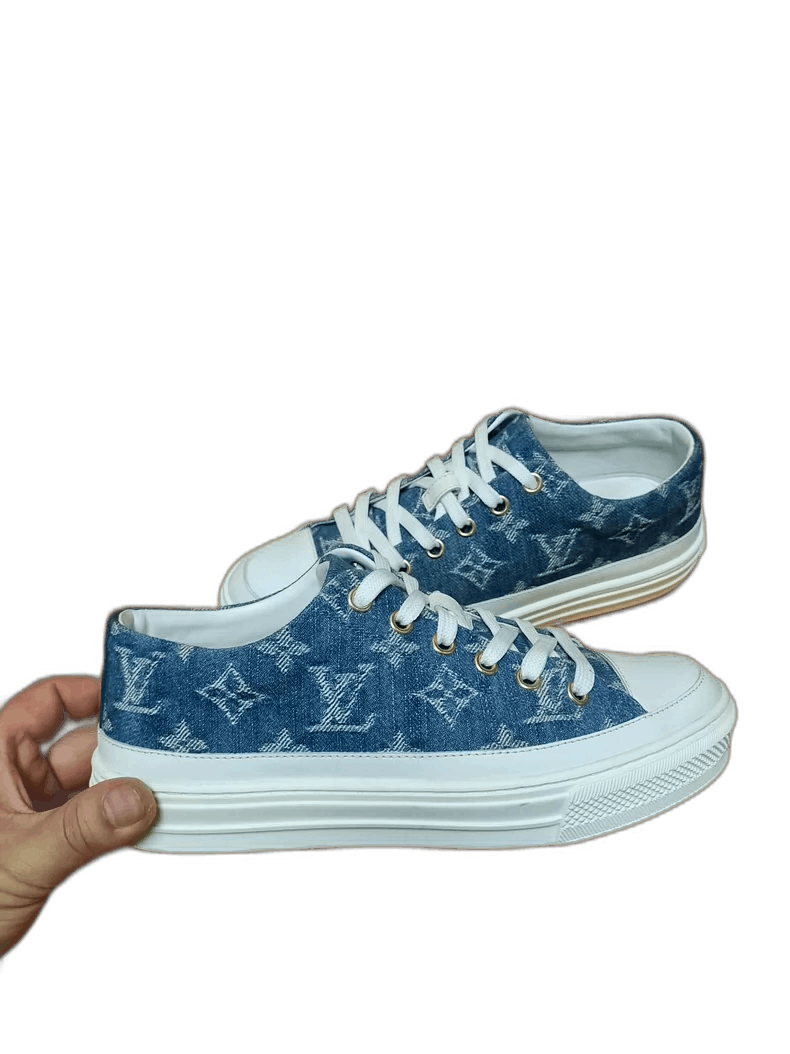 Louis Vuitton LV Denim Blue Lace-Up Sneakers for Women-2507 Size US 5 / IT 35 - 1 Thumbnail