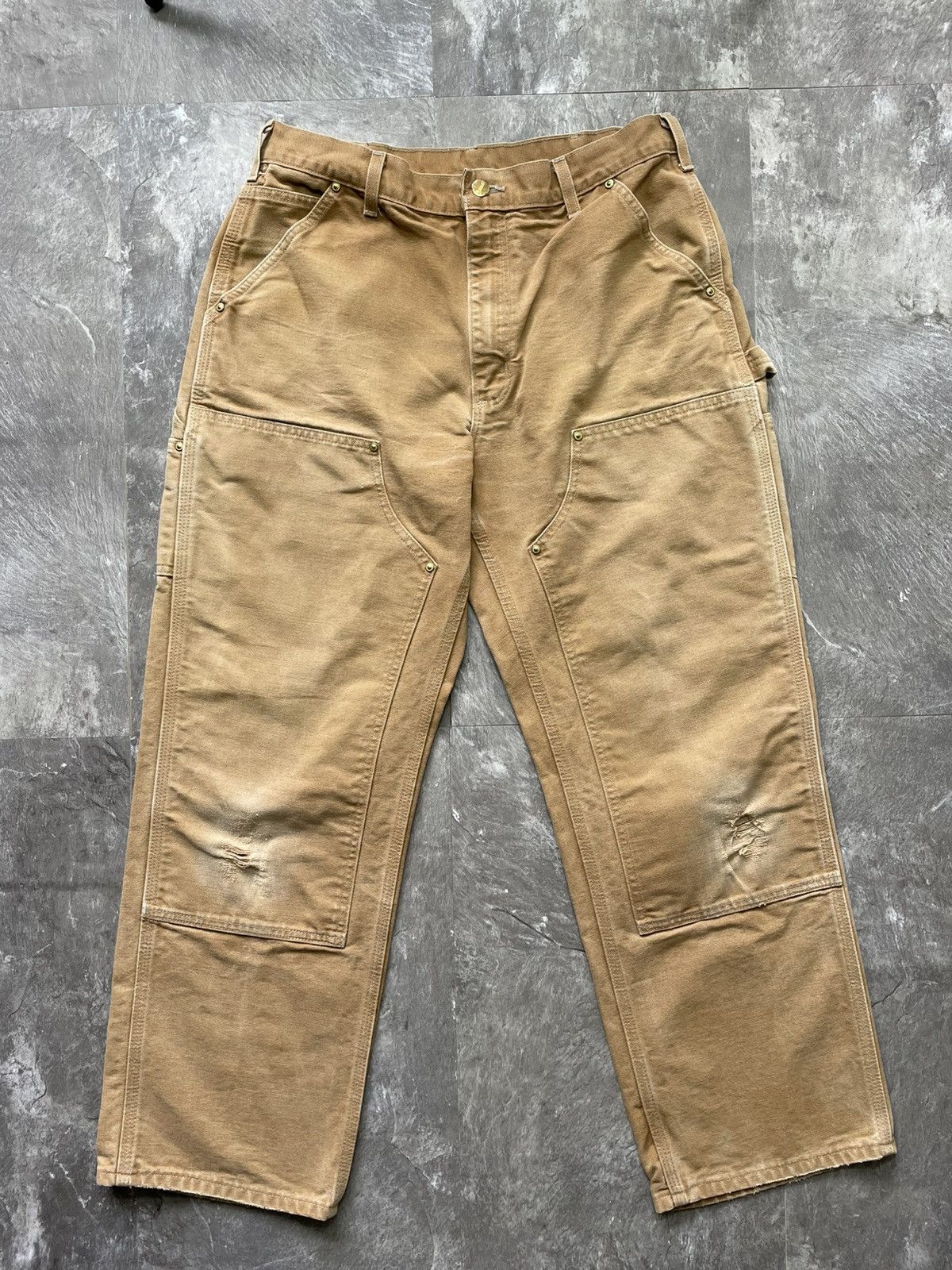 Carhartt Vintage Baggy Carhartt Double Knee Faded Tan Dirty Carpenter Size US 34 / EU 50 - 4 Thumbnail